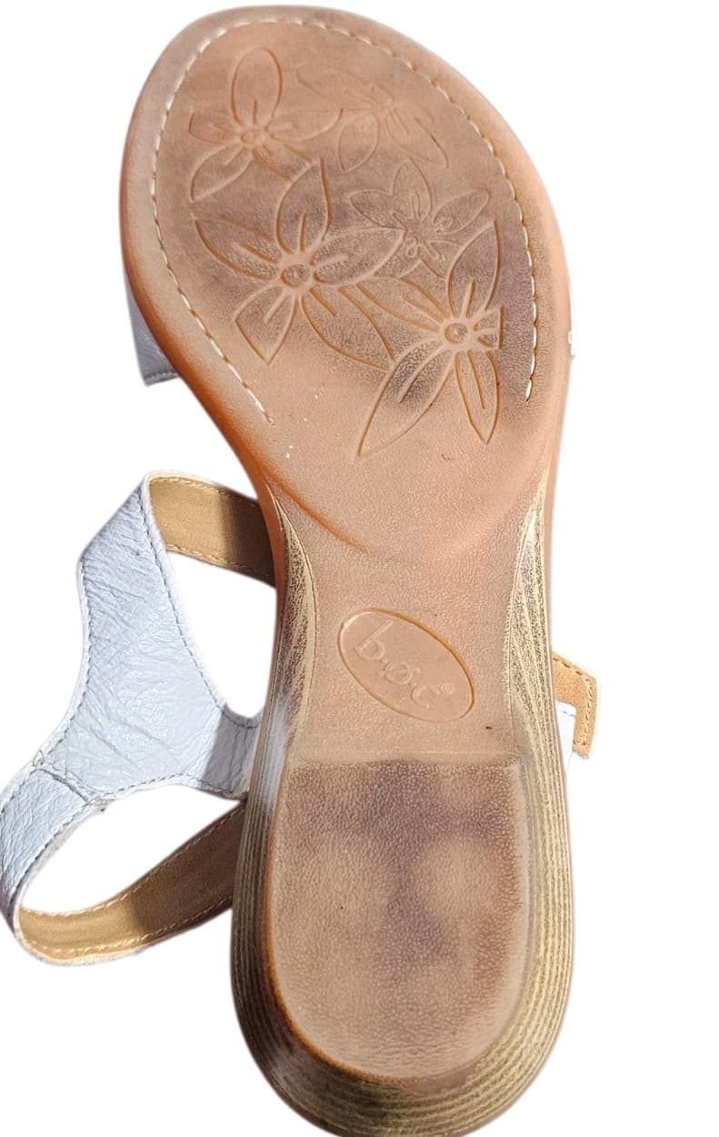B.O.C. Born Concept Estella White Leather Floral Wedge Sandals Womans Size 10 - Thumbnail 11