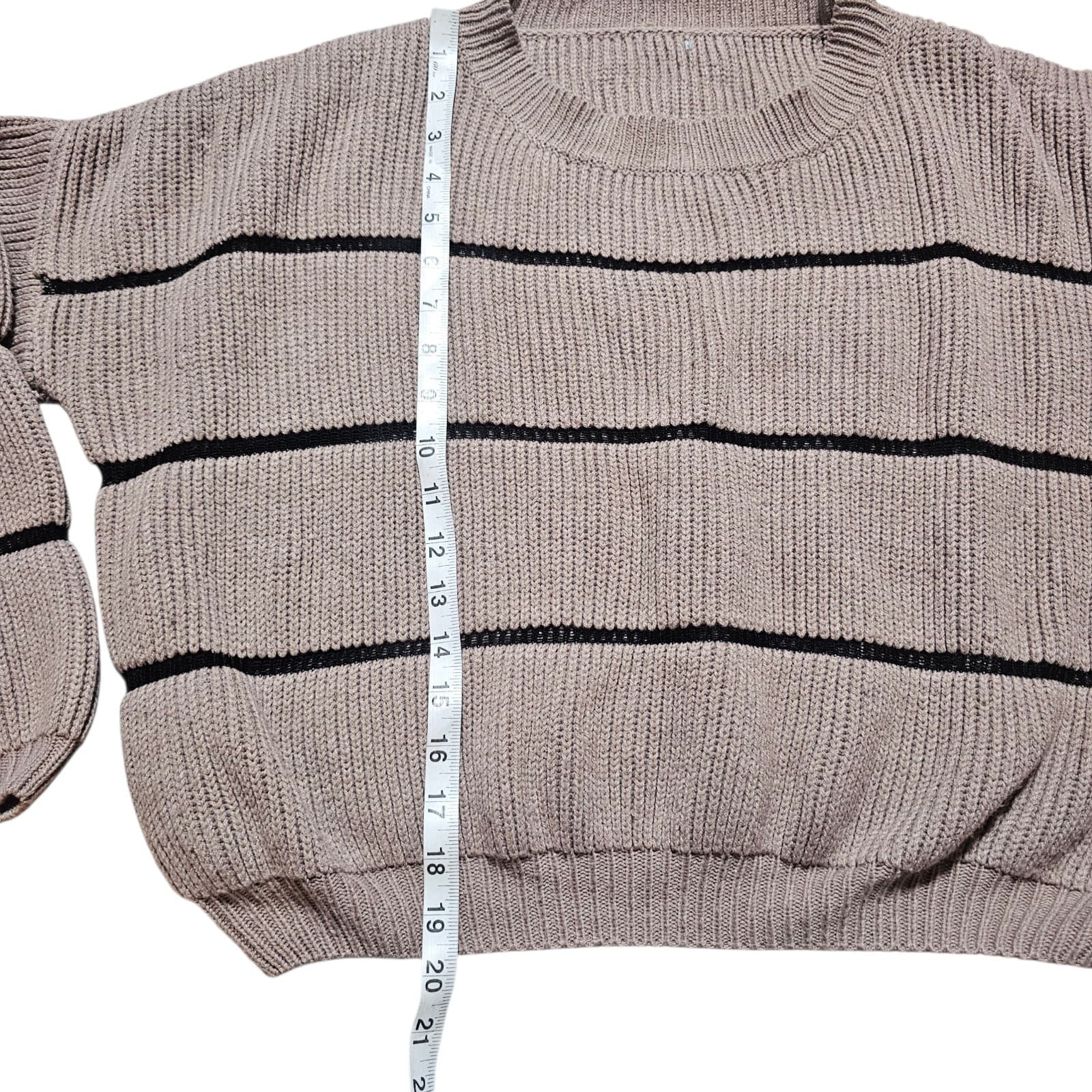 Charlotte Russe Women's Brown Black Knitted Crop Top Sweater - Size XL(No Tag) - Thumbnail 7