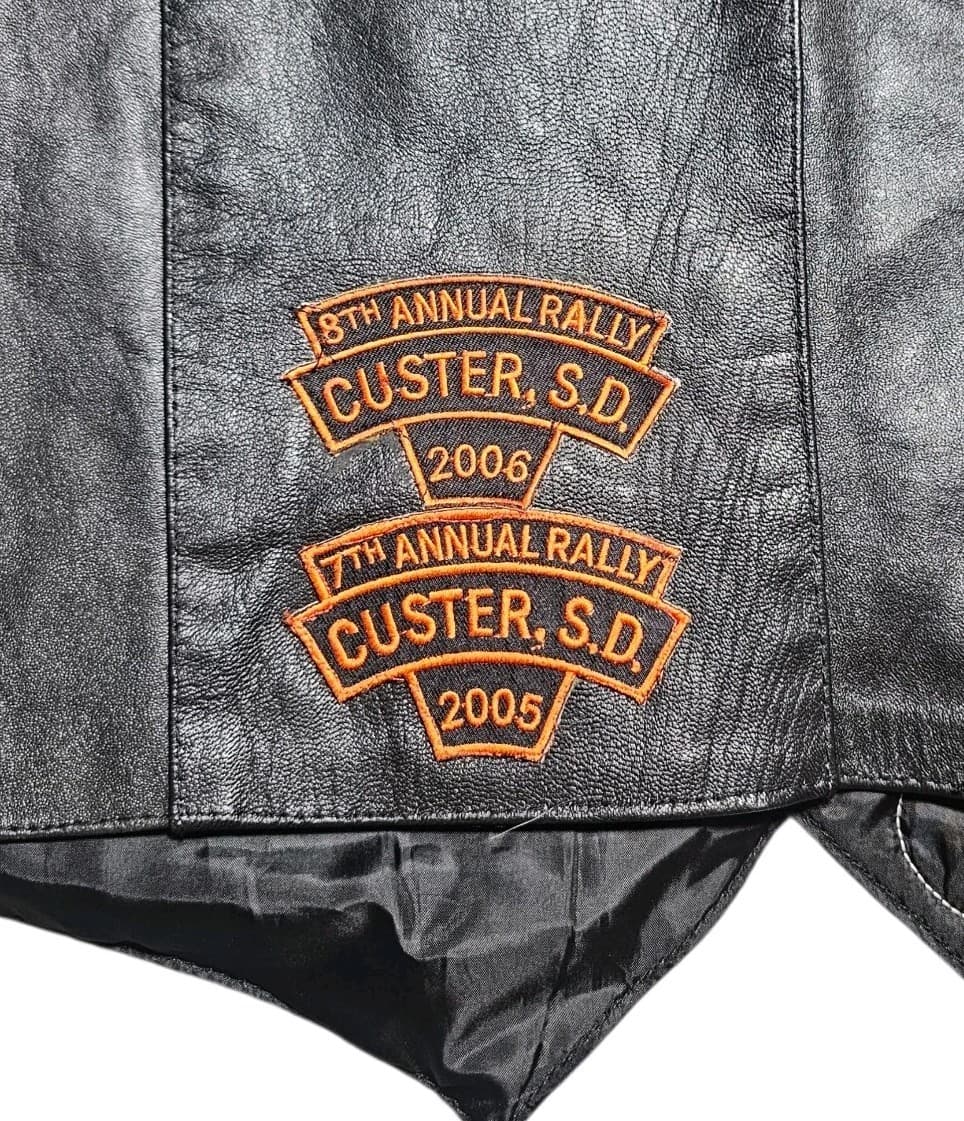 Womens Genuine Leather Motorcycle Biker Vest With Patches Size Xl - Thumbnail 7