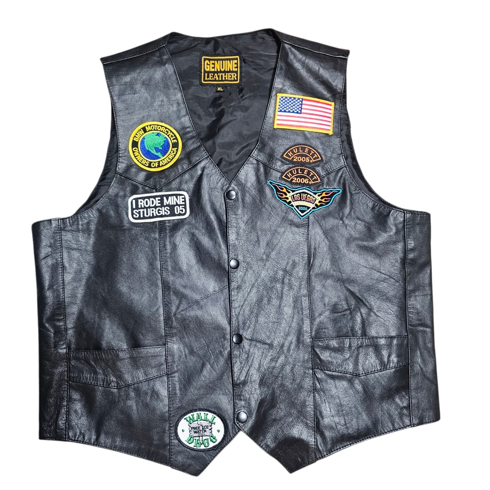 Womens Genuine Leather Motorcycle Biker Vest With Patches Size Xl - Thumbnail 2
