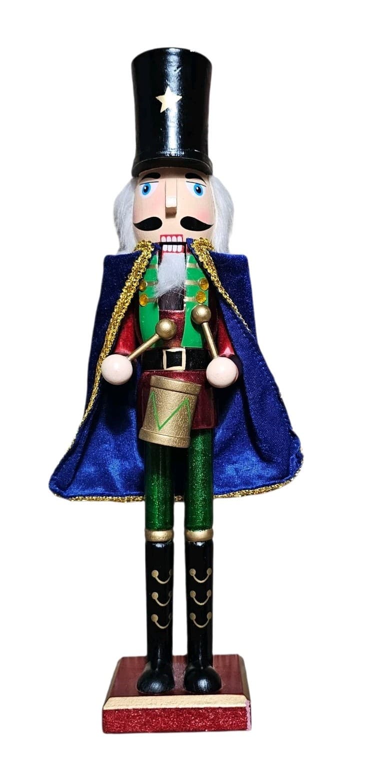 15” Christmas Wooden Nutcracker Drummer,hand painted,with mouth Opening Action - Thumbnail 3