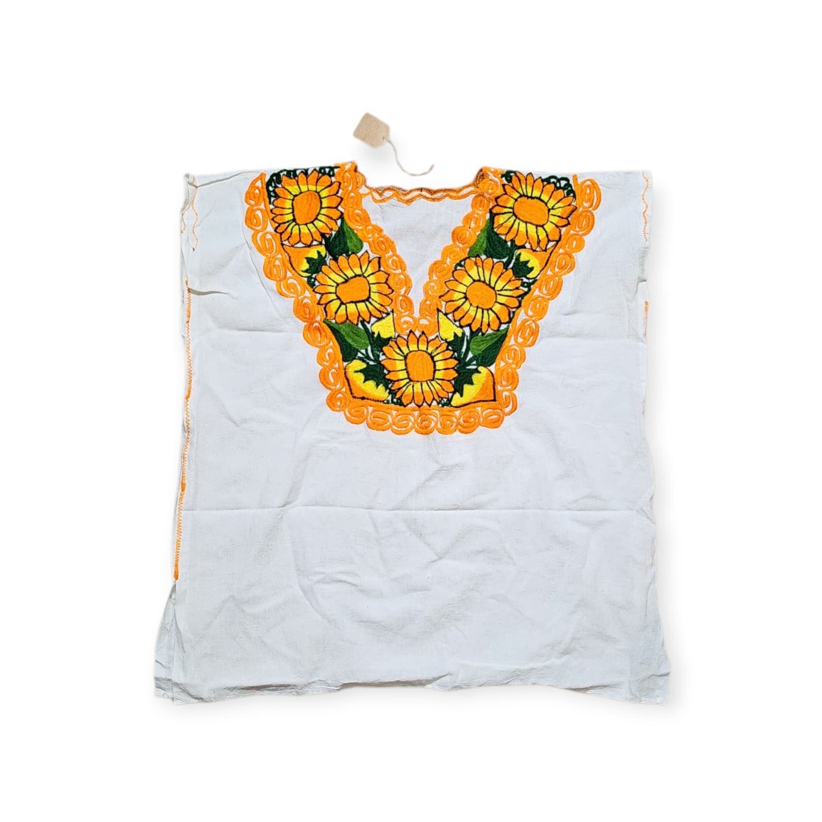 Vintage Mexican Embroidered Sleeveless Sunflower Blouse Womans Size Xl