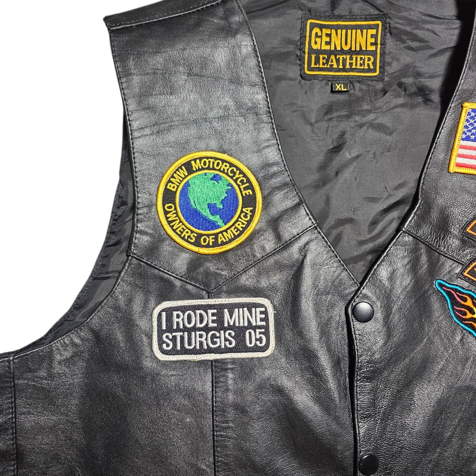 Womens Genuine Leather Motorcycle Biker Vest With Patches Size Xl - Thumbnail 4