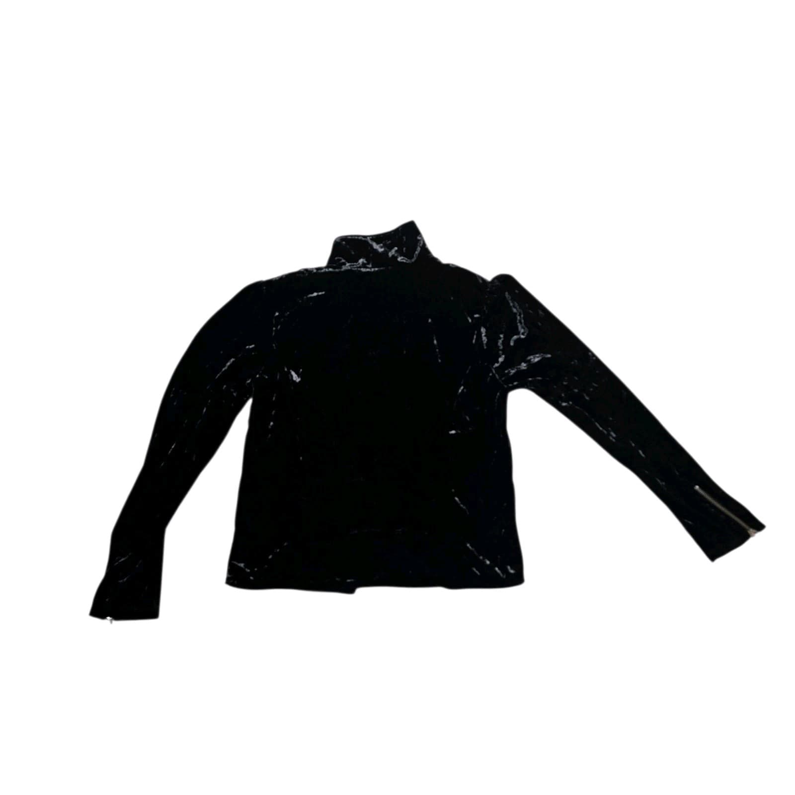 Coco Crushed Velvet Moto Jacket Women Juniors L Black Floral Embroidered Disney - Thumbnail 5