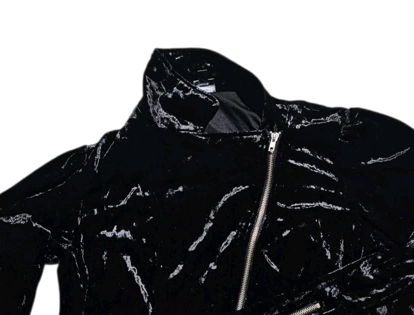 Coco Crushed Velvet Moto Jacket Women Juniors L Black Floral Embroidered Disney - Thumbnail 3