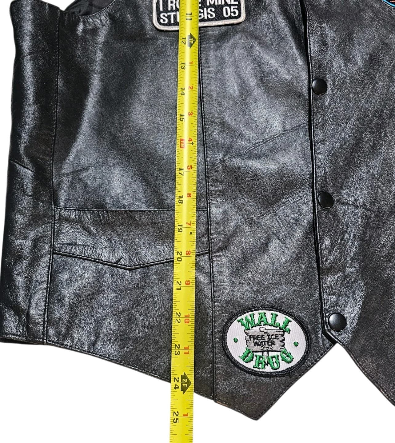 Womens Genuine Leather Motorcycle Biker Vest With Patches Size Xl - Thumbnail 9