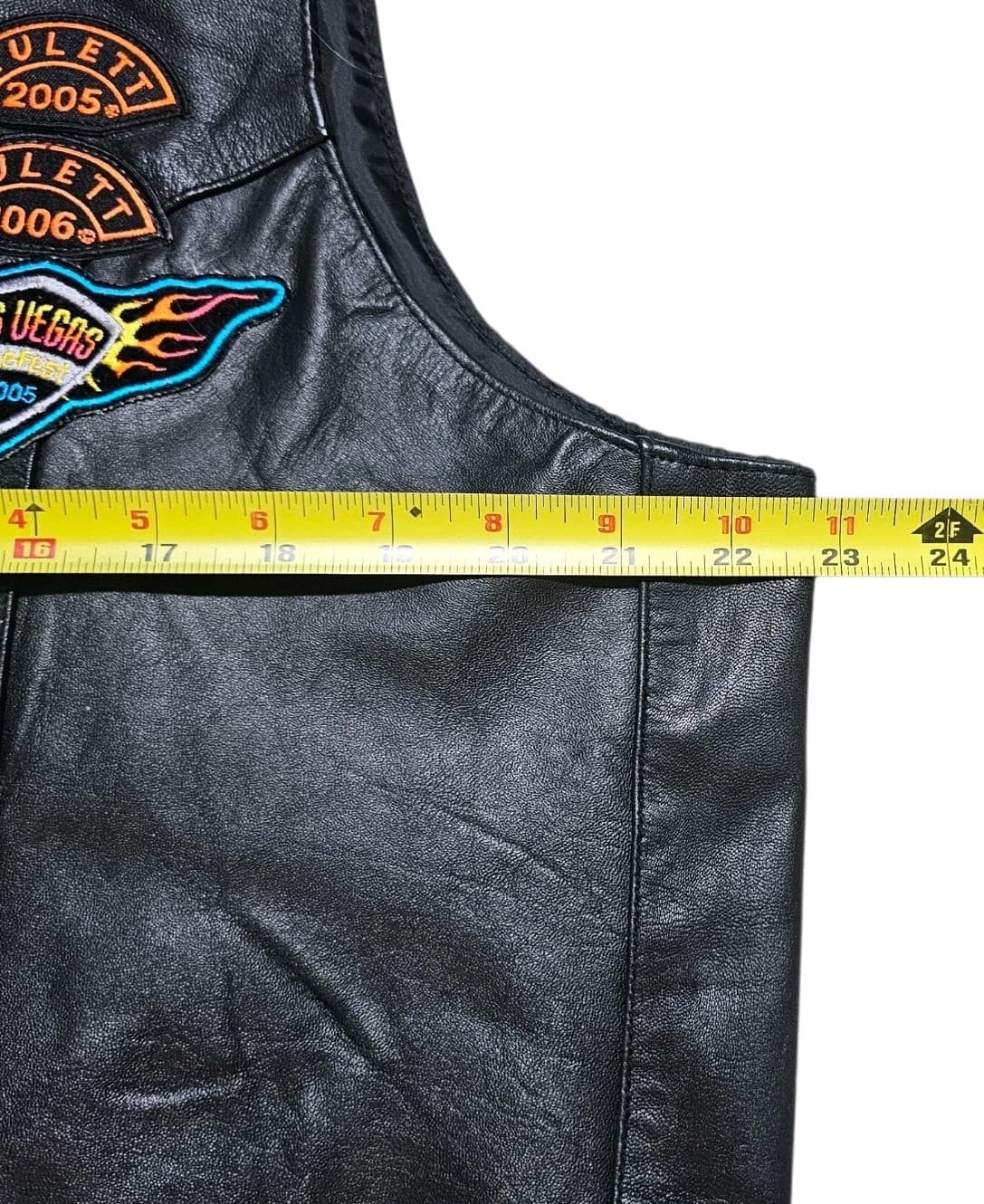 Womens Genuine Leather Motorcycle Biker Vest With Patches Size Xl - Thumbnail 10