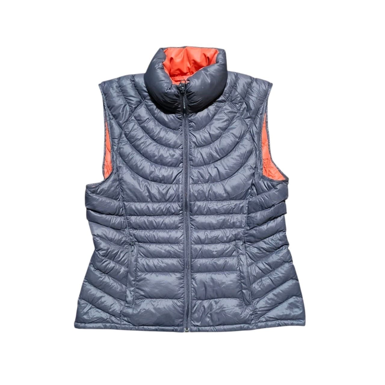 Bernardo Goose Down Vest Womens Medium Sleeveless Full Zip Packable Puffer Gray