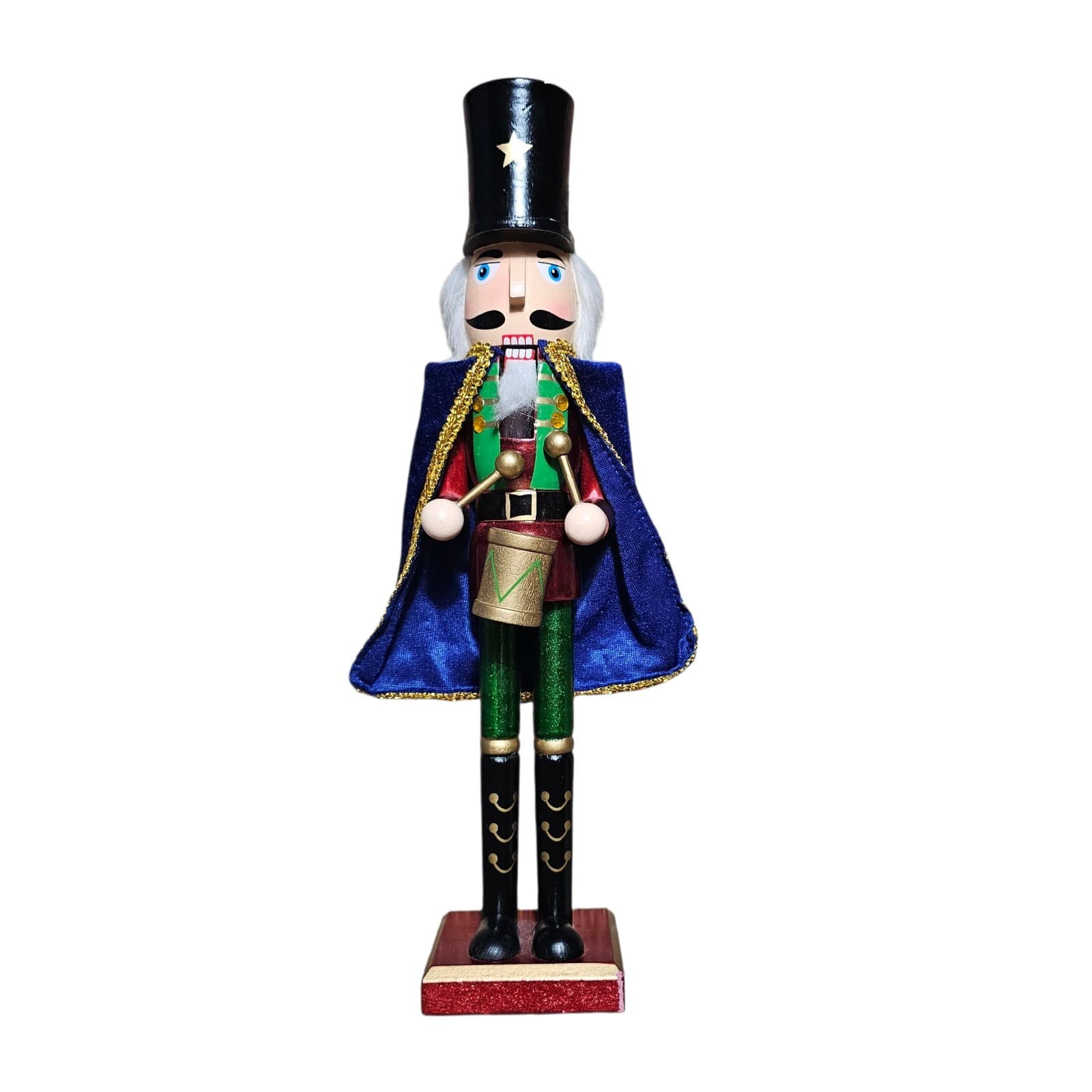15” Christmas Wooden Nutcracker Drummer,hand painted,with mouth Opening Action