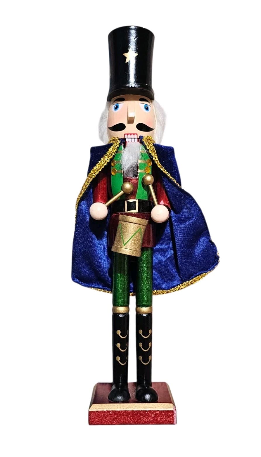 15” Christmas Wooden Nutcracker Drummer,hand painted,with mouth Opening Action - Thumbnail 2