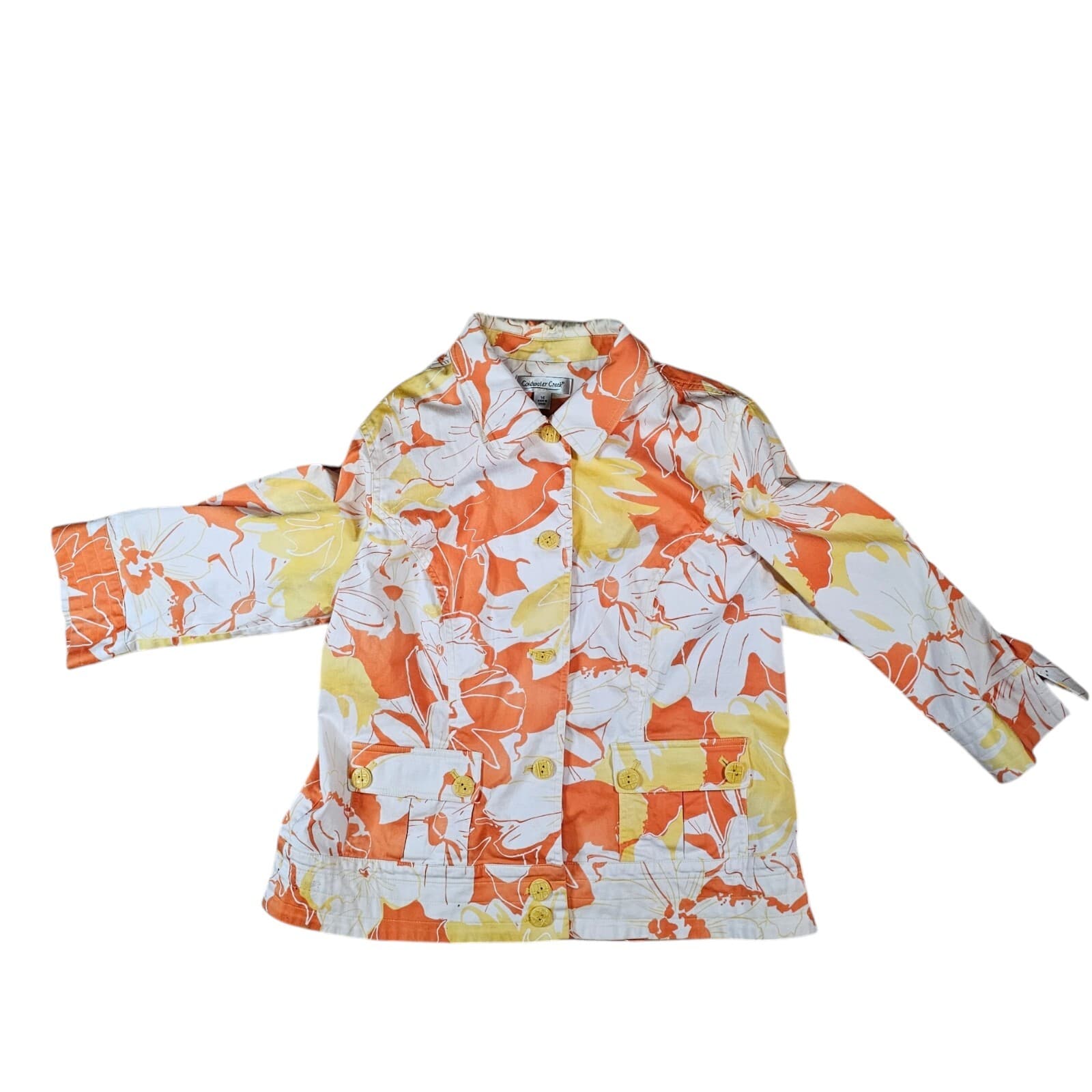 Coldwater Creek Floral Button Up Jacket Womans Size 14