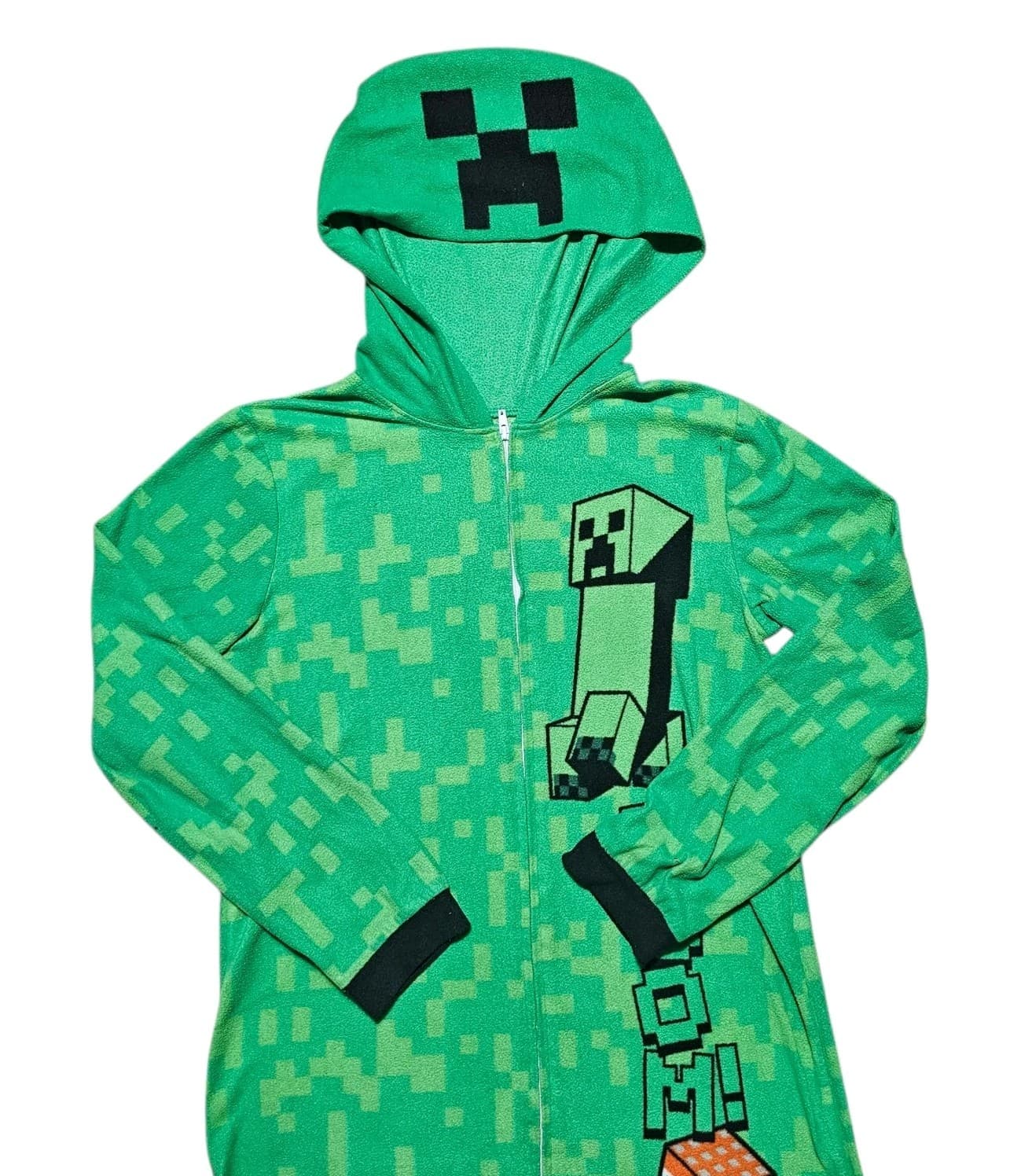 Minecraft One Piece Pajamas Creeper Union Suit Boy Girl Sleeper Size 14/16 - Thumbnail 3