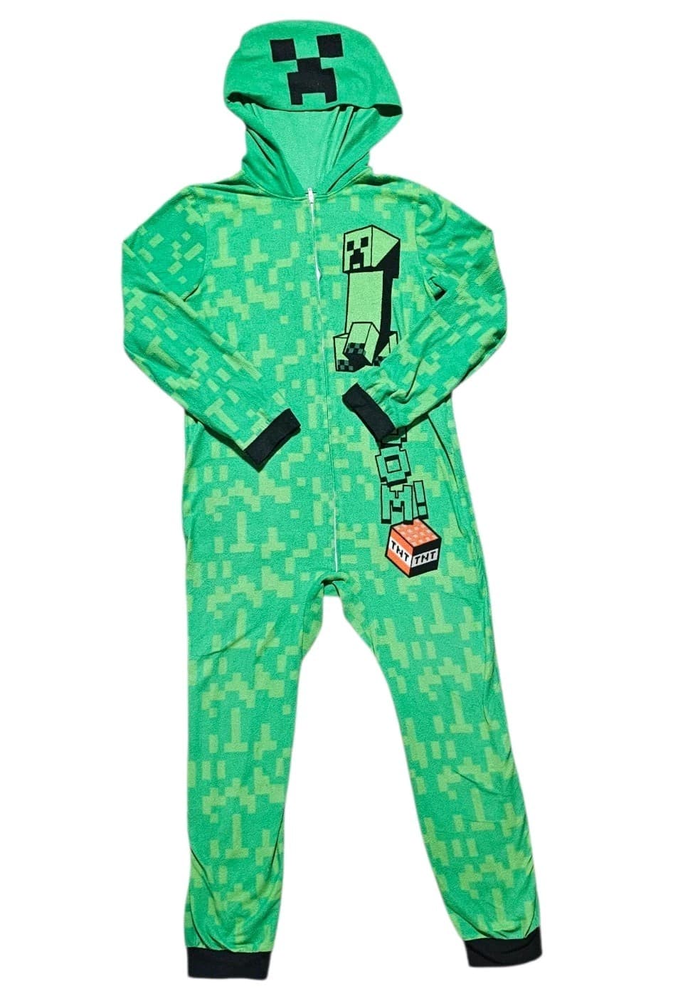 Minecraft One Piece Pajamas Creeper Union Suit Boy Girl Sleeper Size 14/16 - Thumbnail 2