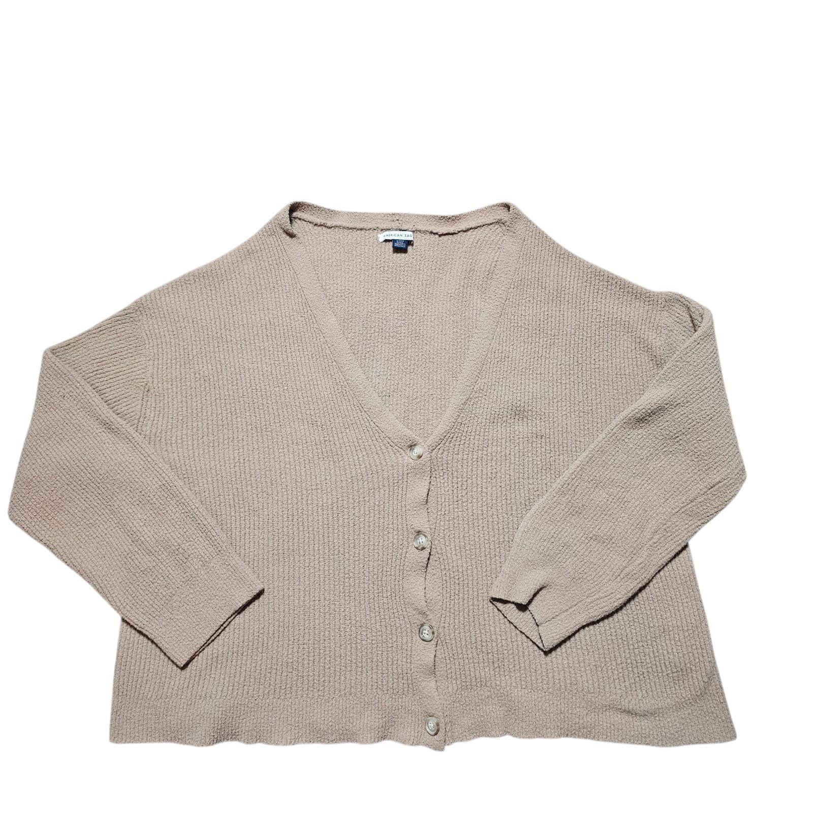 American Eagle Women's 100% Nylon Brown oversized Cardigan Sweater Size Small