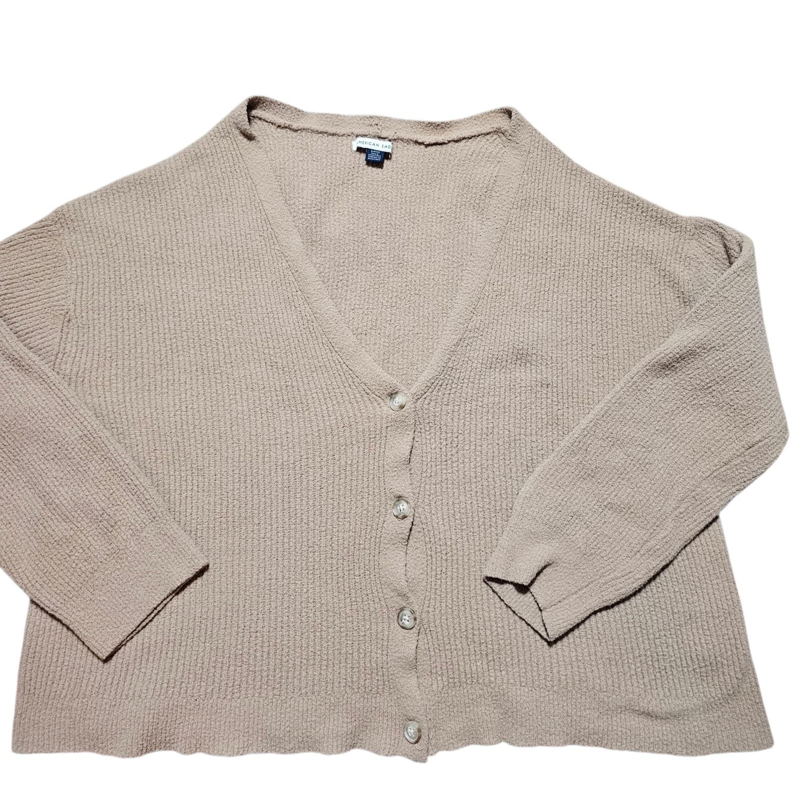 American Eagle Women's 100% Nylon Brown oversized Cardigan Sweater Size Small - Thumbnail 2