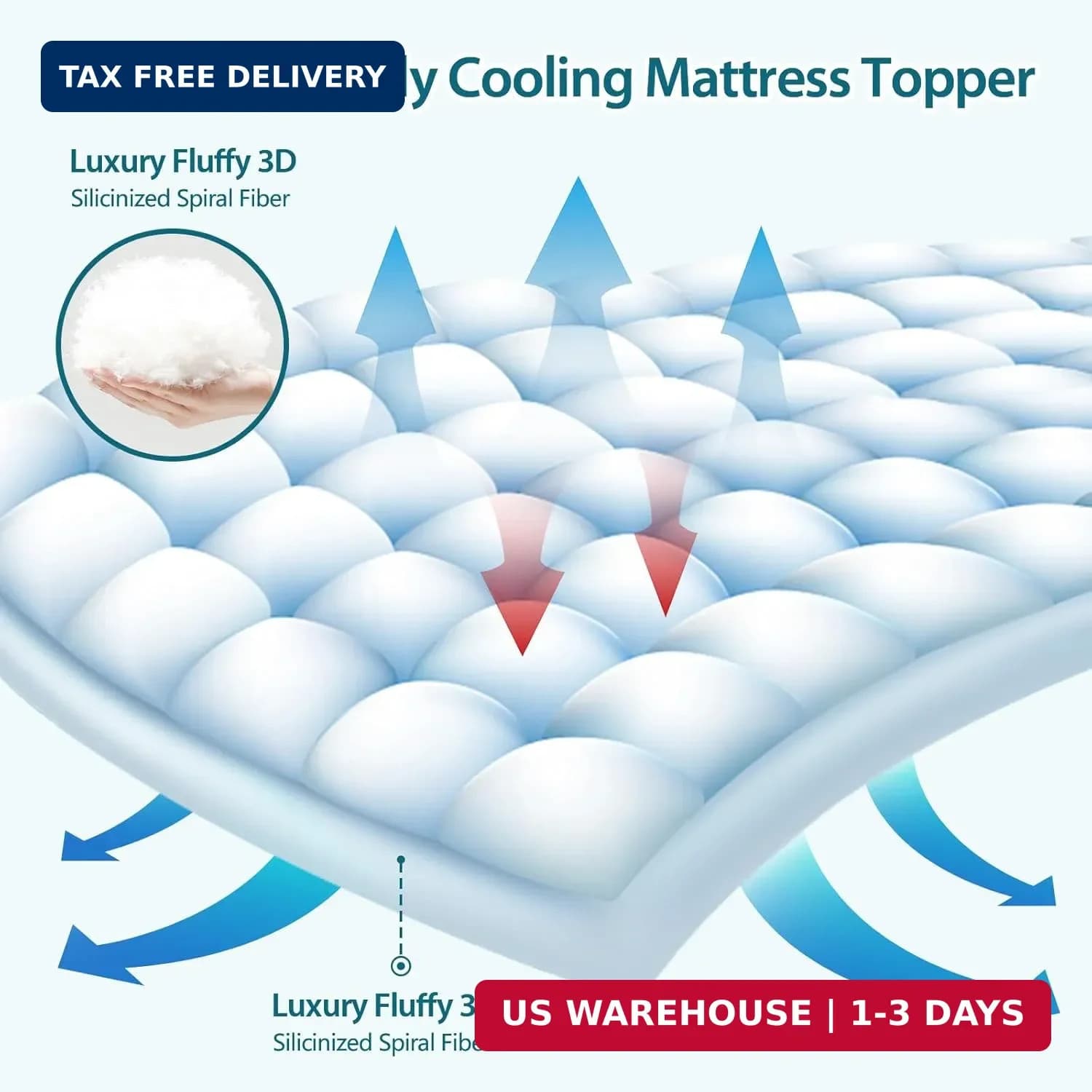 CYMULA Queen Mattress Topper Cooling Pad - Thumbnail 7