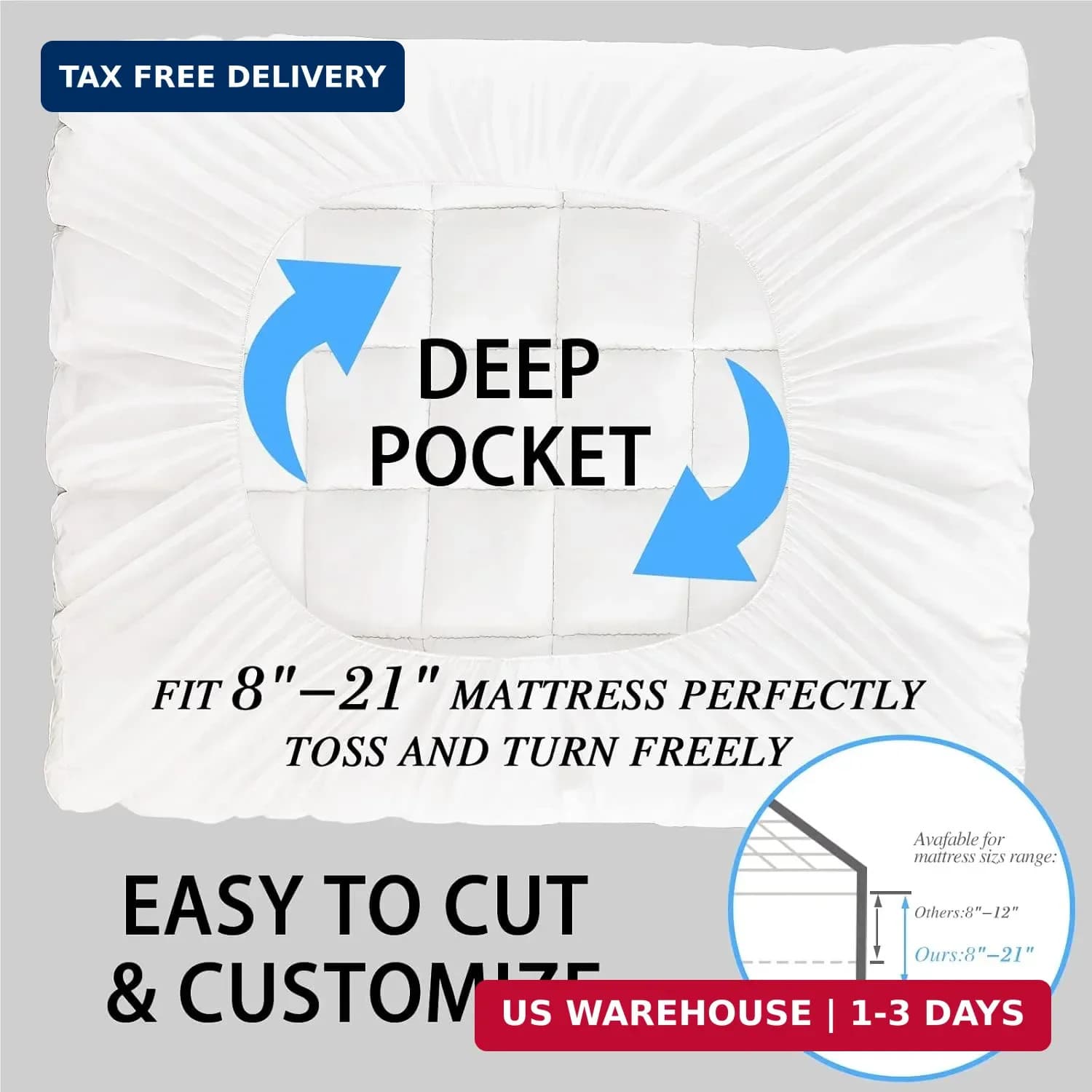 CYMULA Queen Mattress Topper Cooling Pad - Thumbnail 10