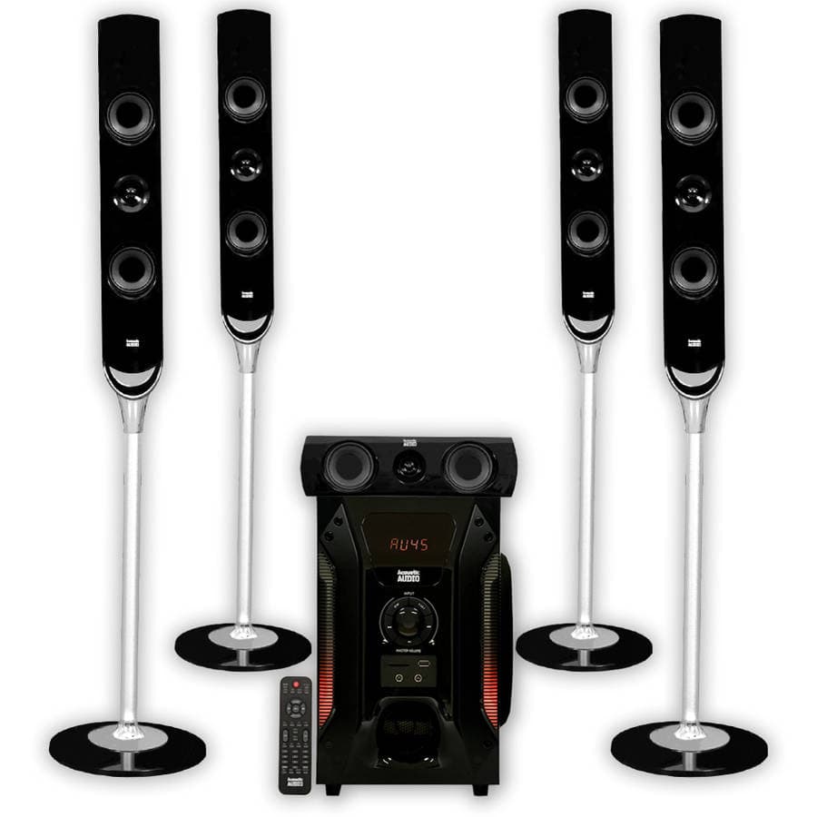 Acoustic Audio AAT1000 Tower 5.1 Home Theater Speaker System with 8" Powered Sub