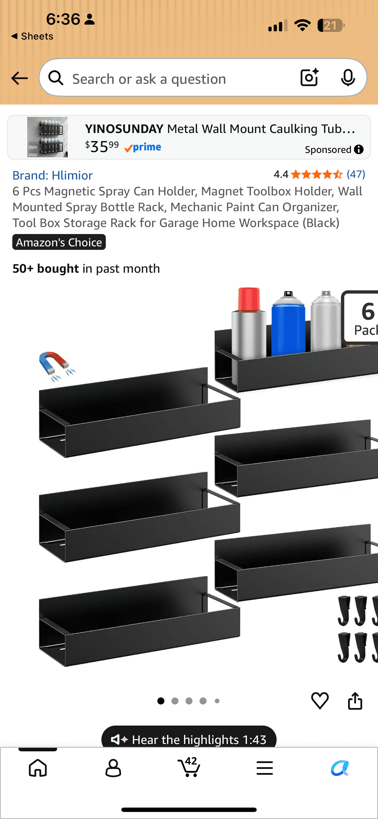 Hlimior Magnetic Spray Can Holder 6 Pack