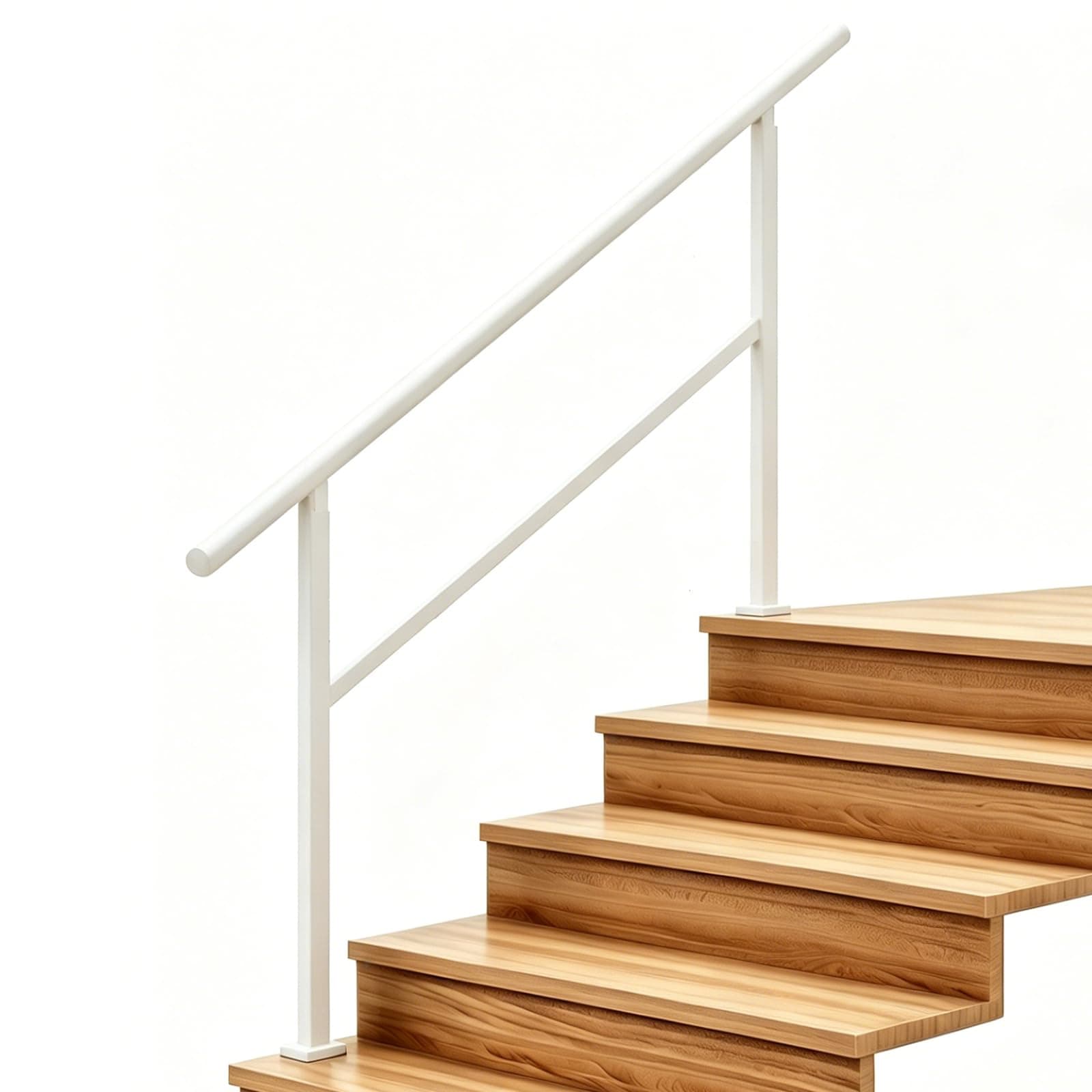 Metty Metal Q350 White-Straight 5 Step Stair Handrail Railing Kit