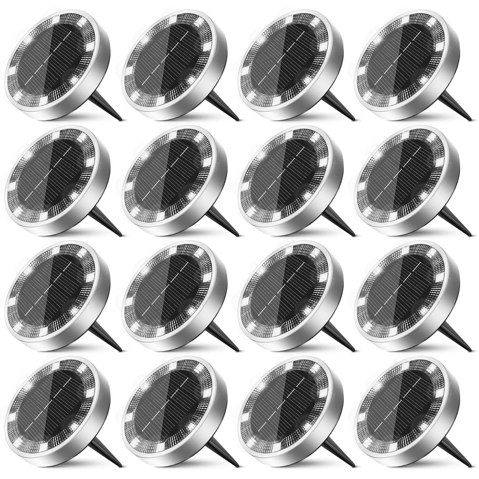 inkgear GS28 16 Pack Solar Ground Lights Pathway Lights Cool White Outdoor