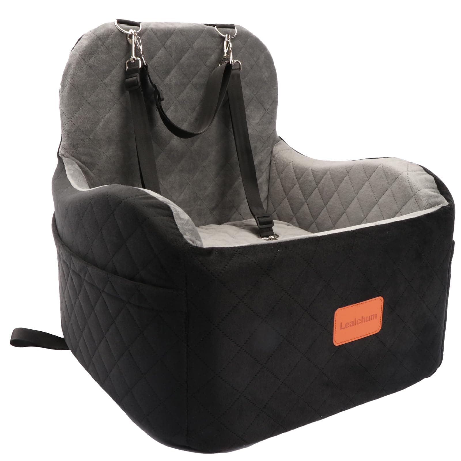 Lealchum Dog Booster Car Seat for Small/Medium Dogs 6in Memory Foam Black/Grey