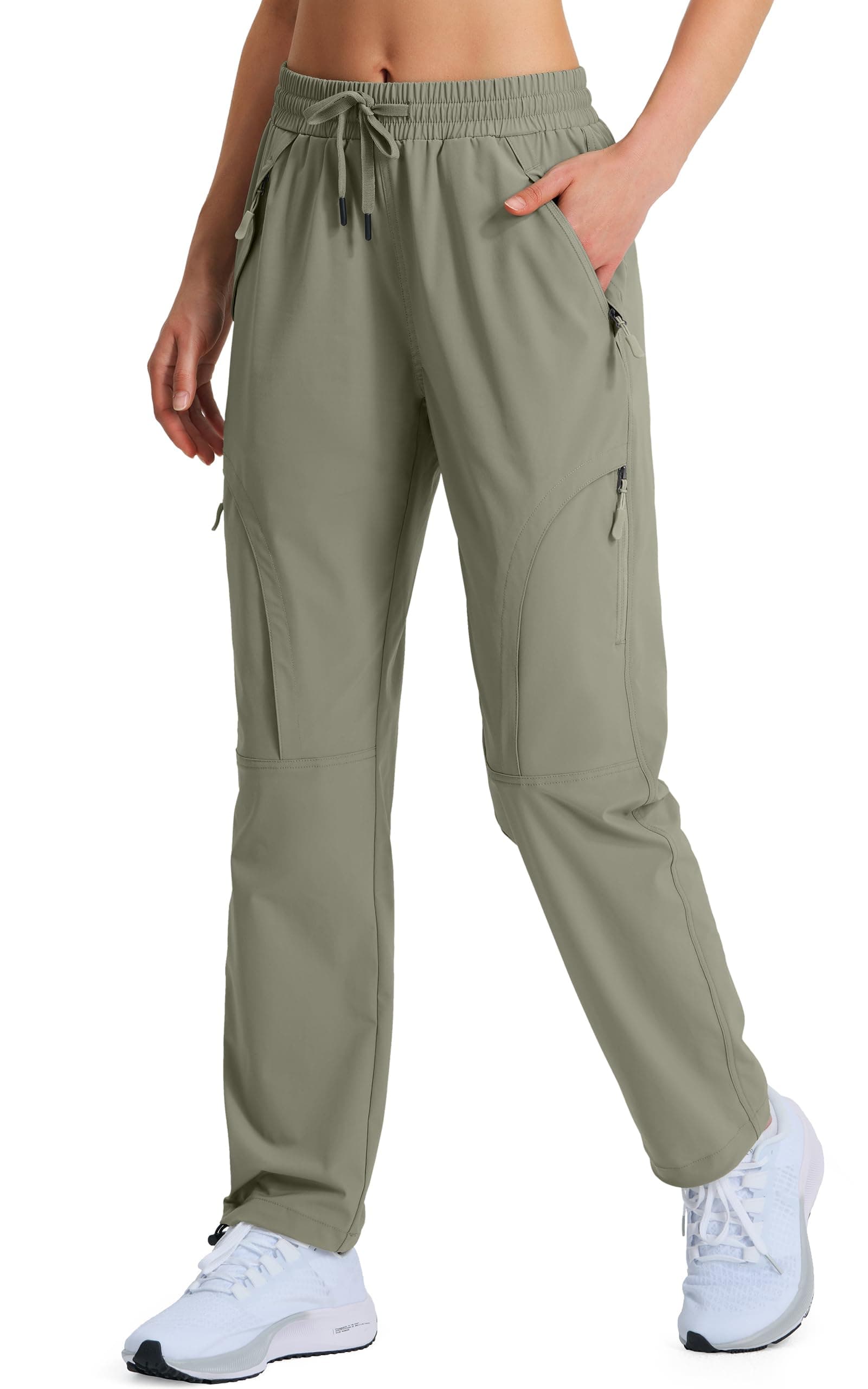 Hugut Women's Hiking Pants Quick Dry Lightweight Cargo Pants UPF 50 Grey Sage