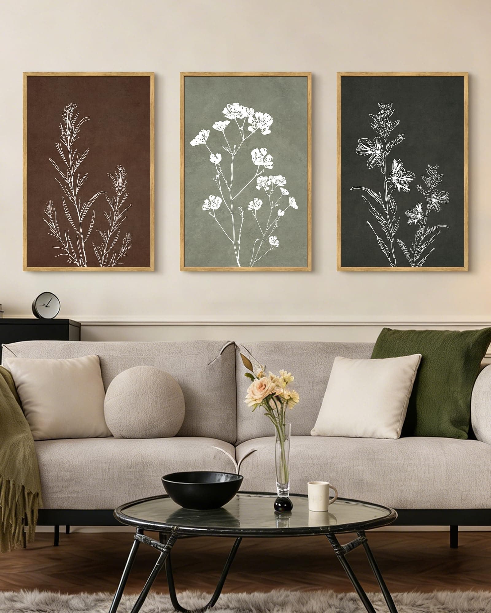 Drsoum Flower Wall Art 16x24in Natural Framed