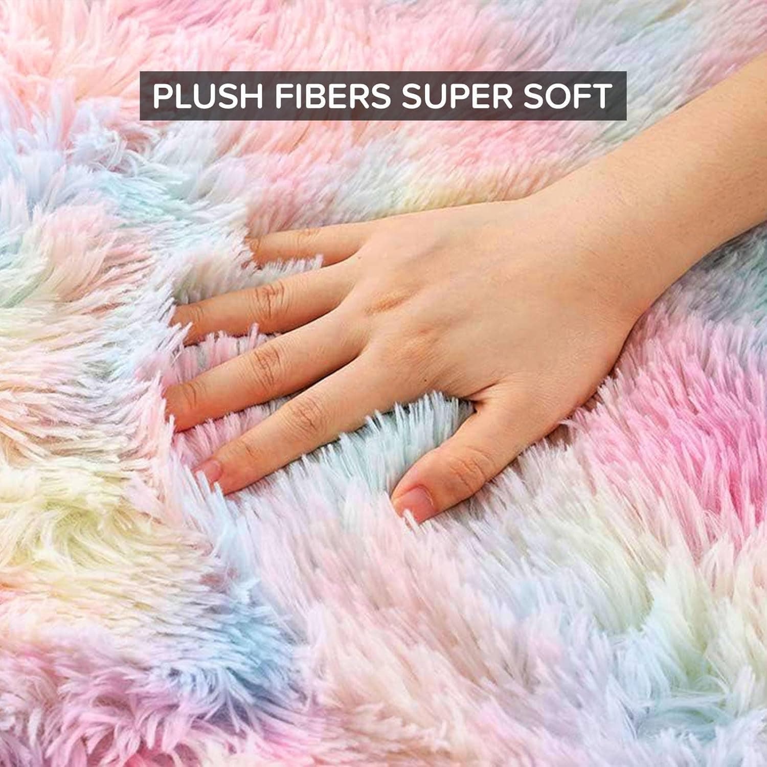 IR Imperial Rooms 8x10 Area Rug Rainbow Shag Fluffy Soft Plush Washable - Thumbnail 5