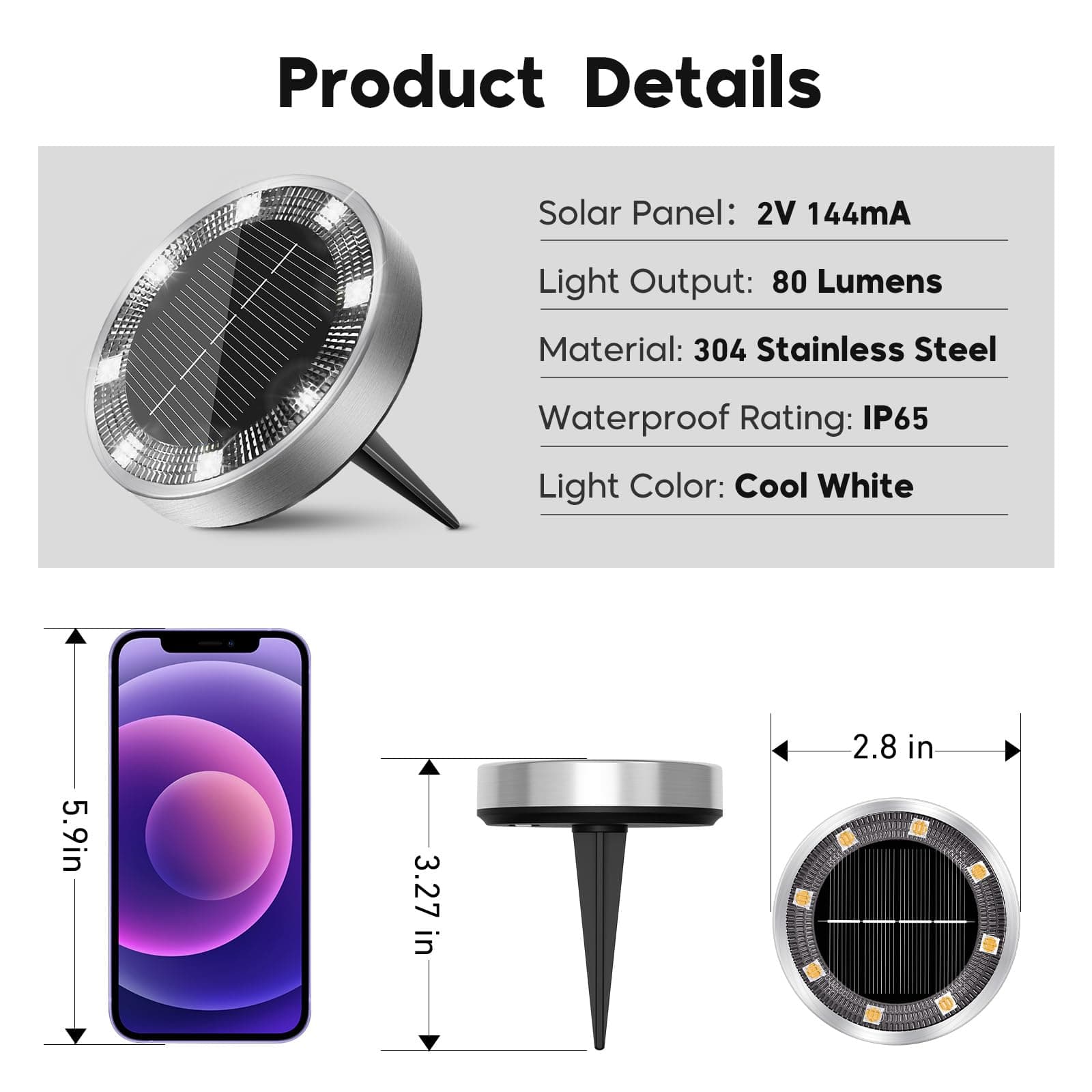 inkgear GS28 16 Pack Solar Ground Lights Pathway Lights Cool White Outdoor - Thumbnail 7