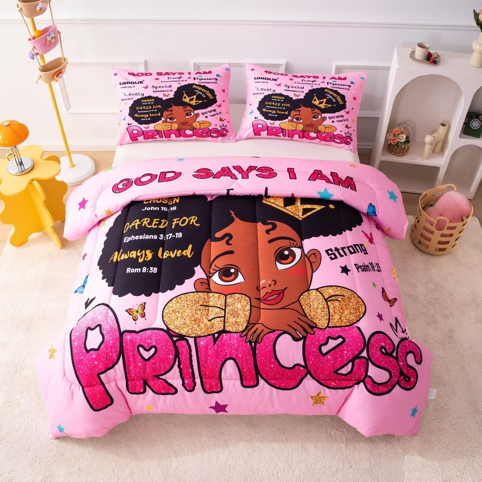 GRAT TIOC Black Girl Magic Comforter Set Queen - Black Girl Bedding - Thumbnail 2