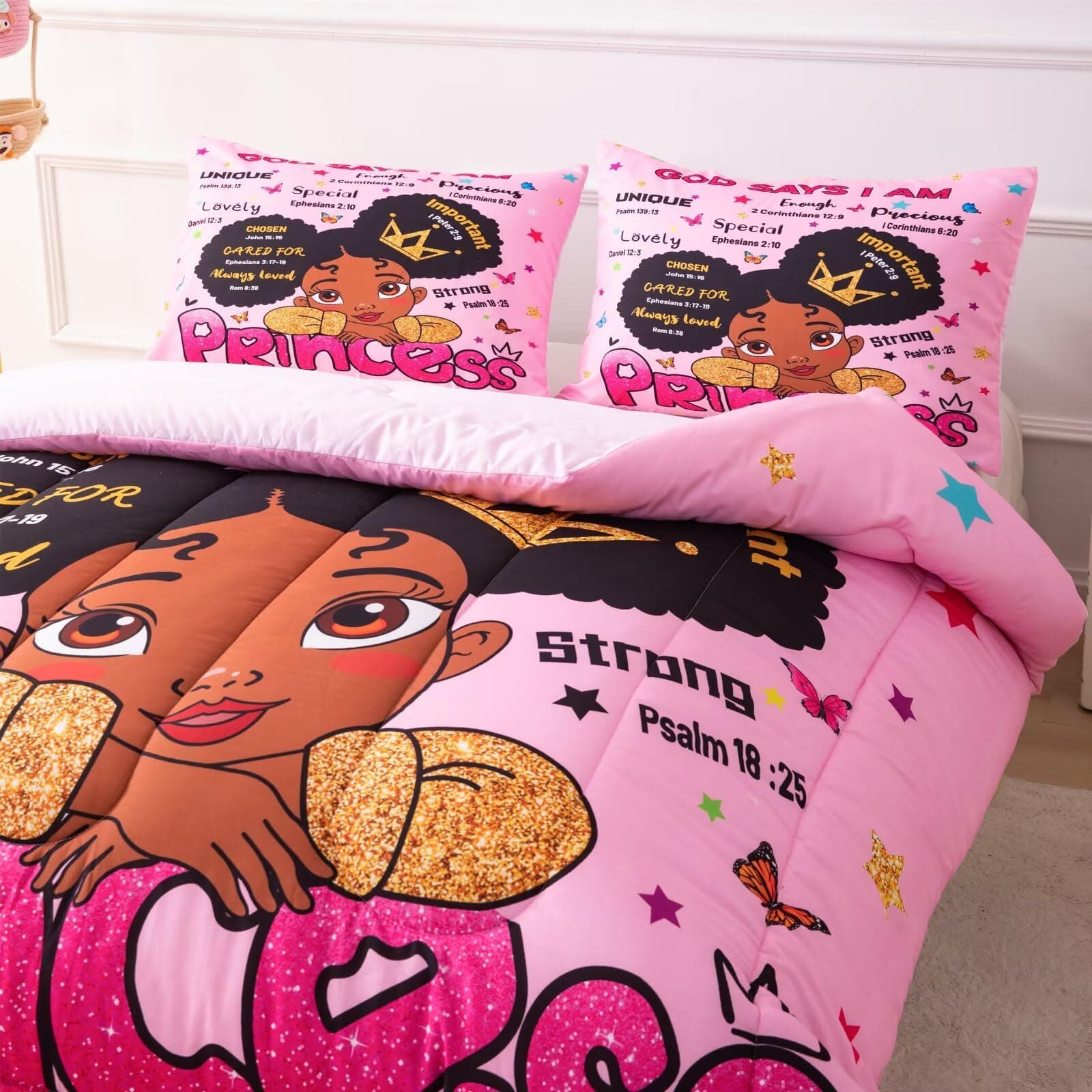 GRAT TIOC Black Girl Magic Comforter Set Queen - Black Girl Bedding - Thumbnail 4