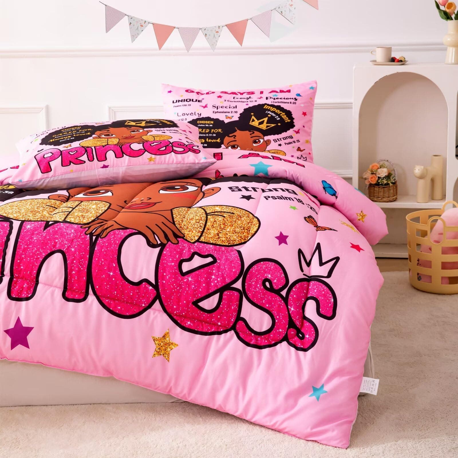 GRAT TIOC Black Girl Magic Comforter Set Queen - Black Girl Bedding - Thumbnail 5