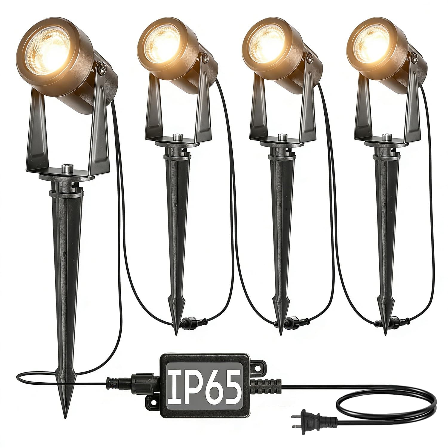 SUNTHIN 4 Pack Outdoor Spot Lights with Transformer IP65 Waterproof Connectable