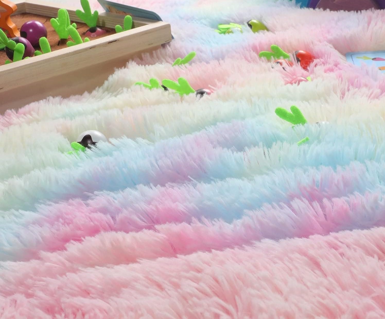 IR Imperial Rooms 8x10 Area Rug Rainbow Shag Fluffy Soft Plush Washable - Thumbnail 2