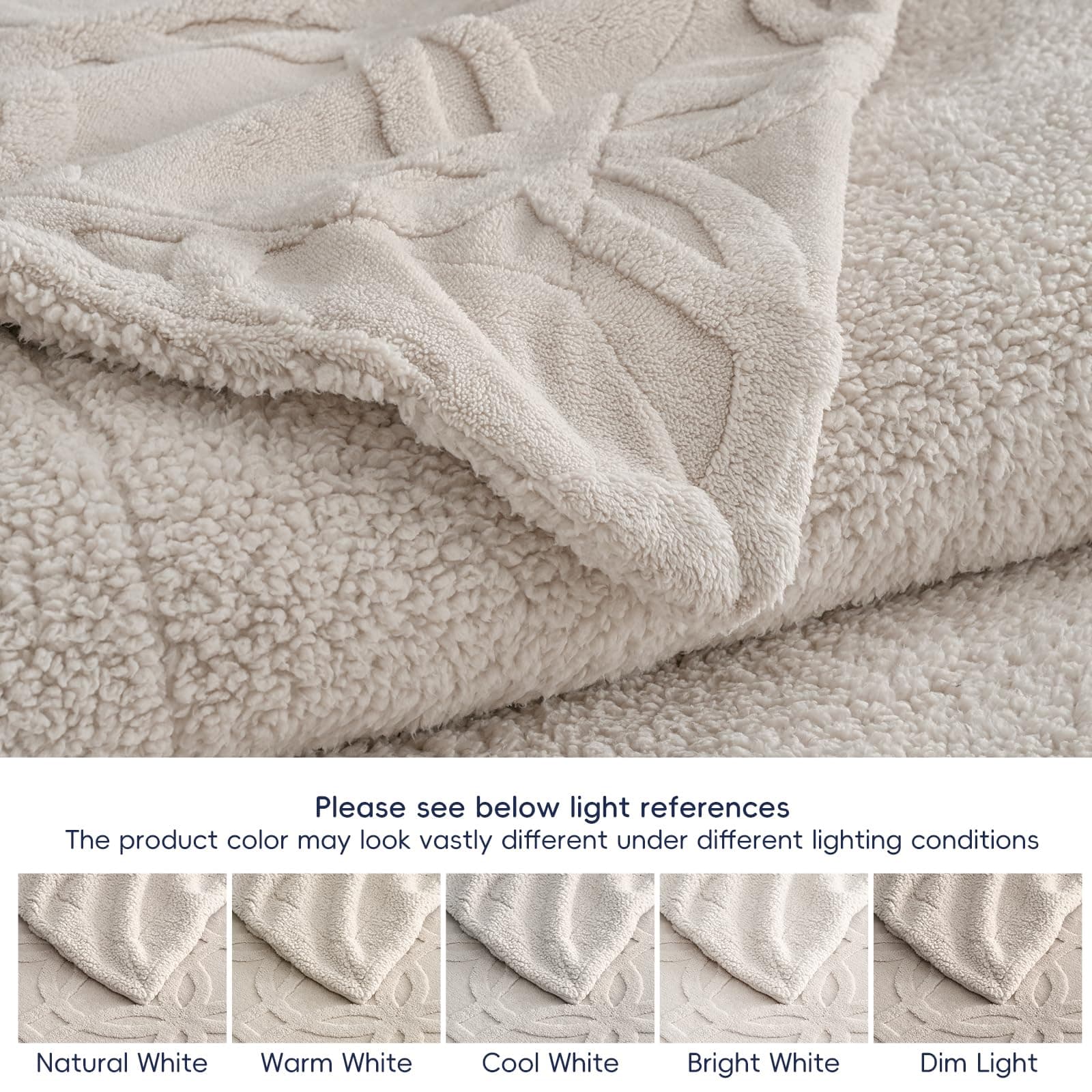 PHF Sherpa Fleece Blanket King Size 108" x 90" Oak - Thumbnail 6