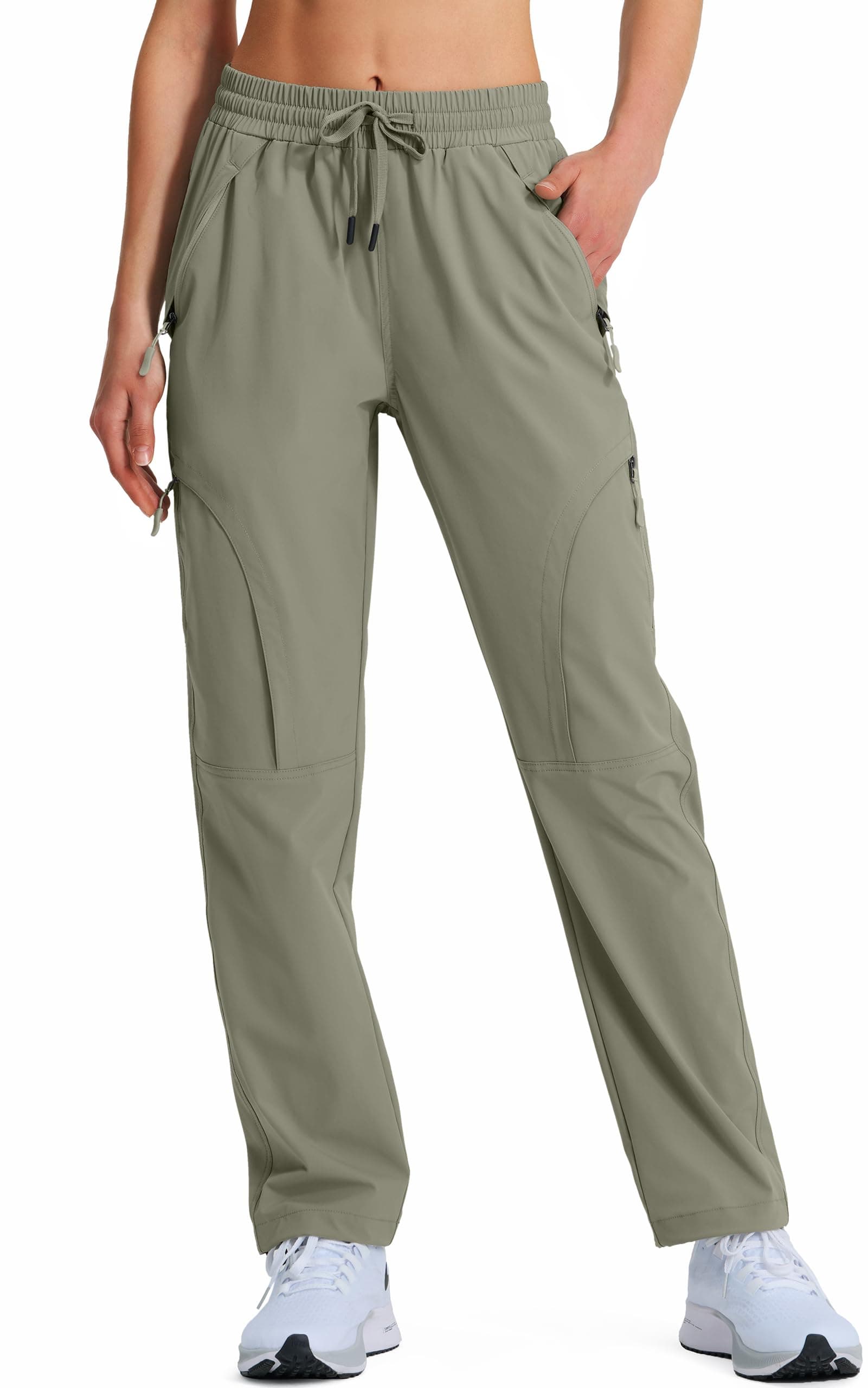 Hugut Women's Hiking Pants Quick Dry Lightweight Cargo Pants UPF 50 Grey Sage - Thumbnail 2
