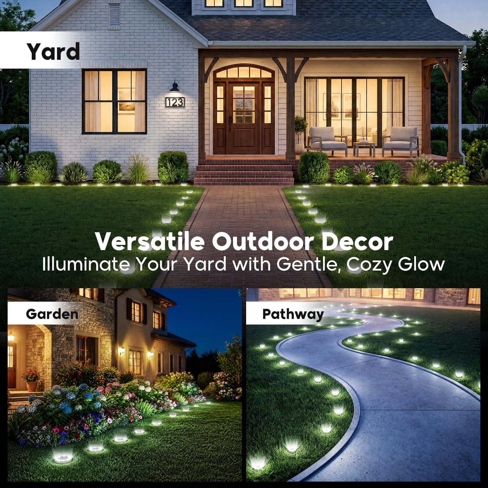 inkgear GS28 16 Pack Solar Ground Lights Pathway Lights Cool White Outdoor - Thumbnail 2
