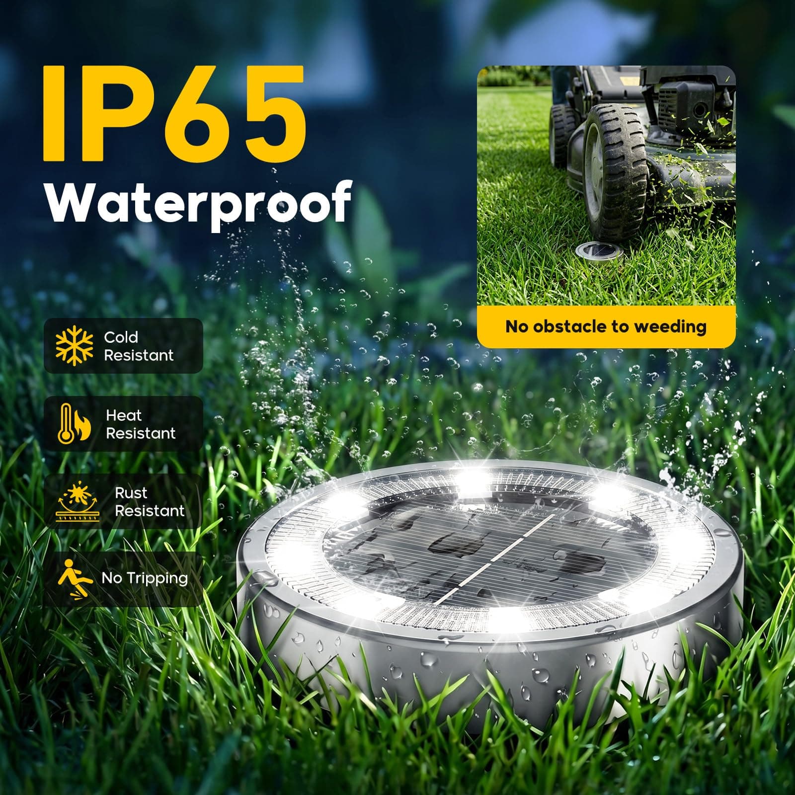 inkgear GS28 16 Pack Solar Ground Lights Pathway Lights Cool White Outdoor - Thumbnail 5