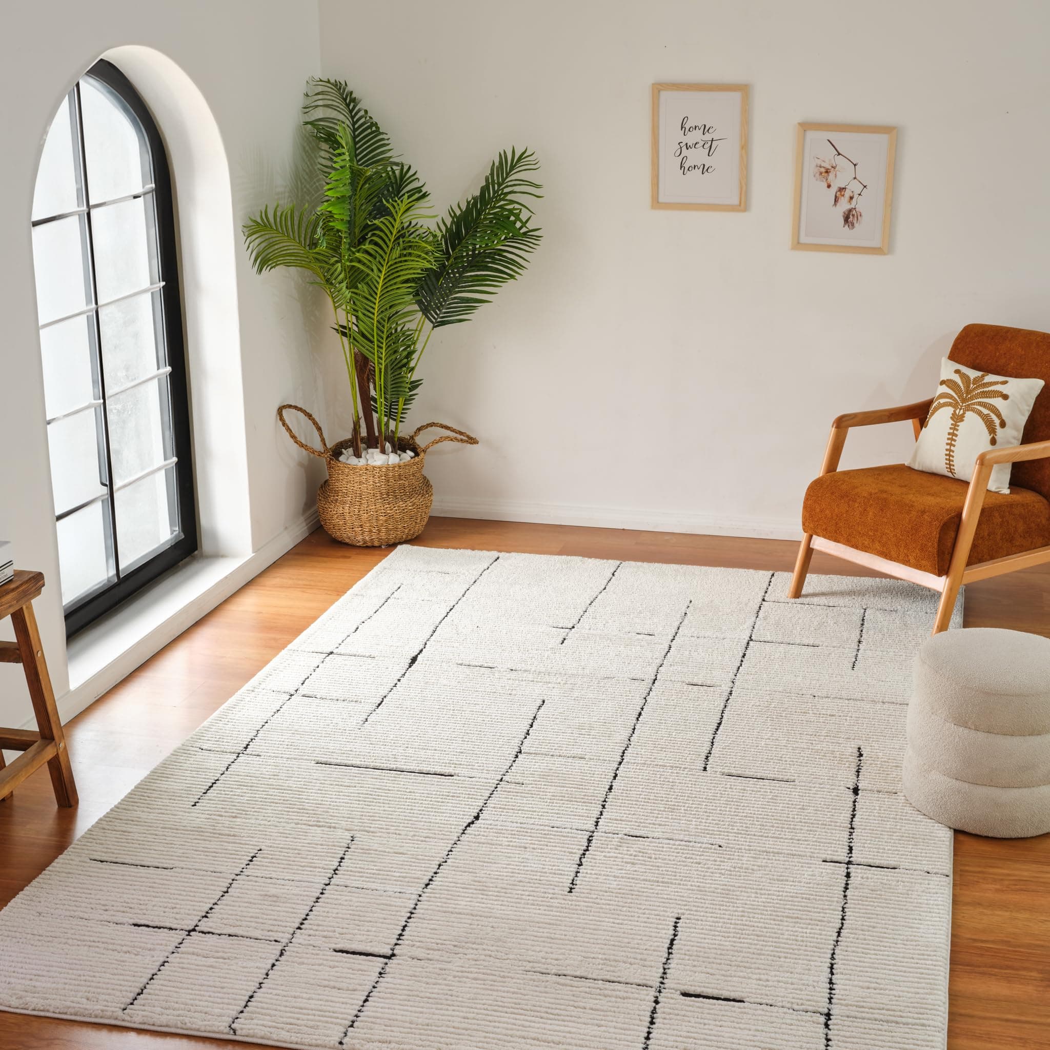 RUG BRANCH Domus 4'x6' (3'11" x 5'7") Area Rug Black Cream - Thumbnail 4