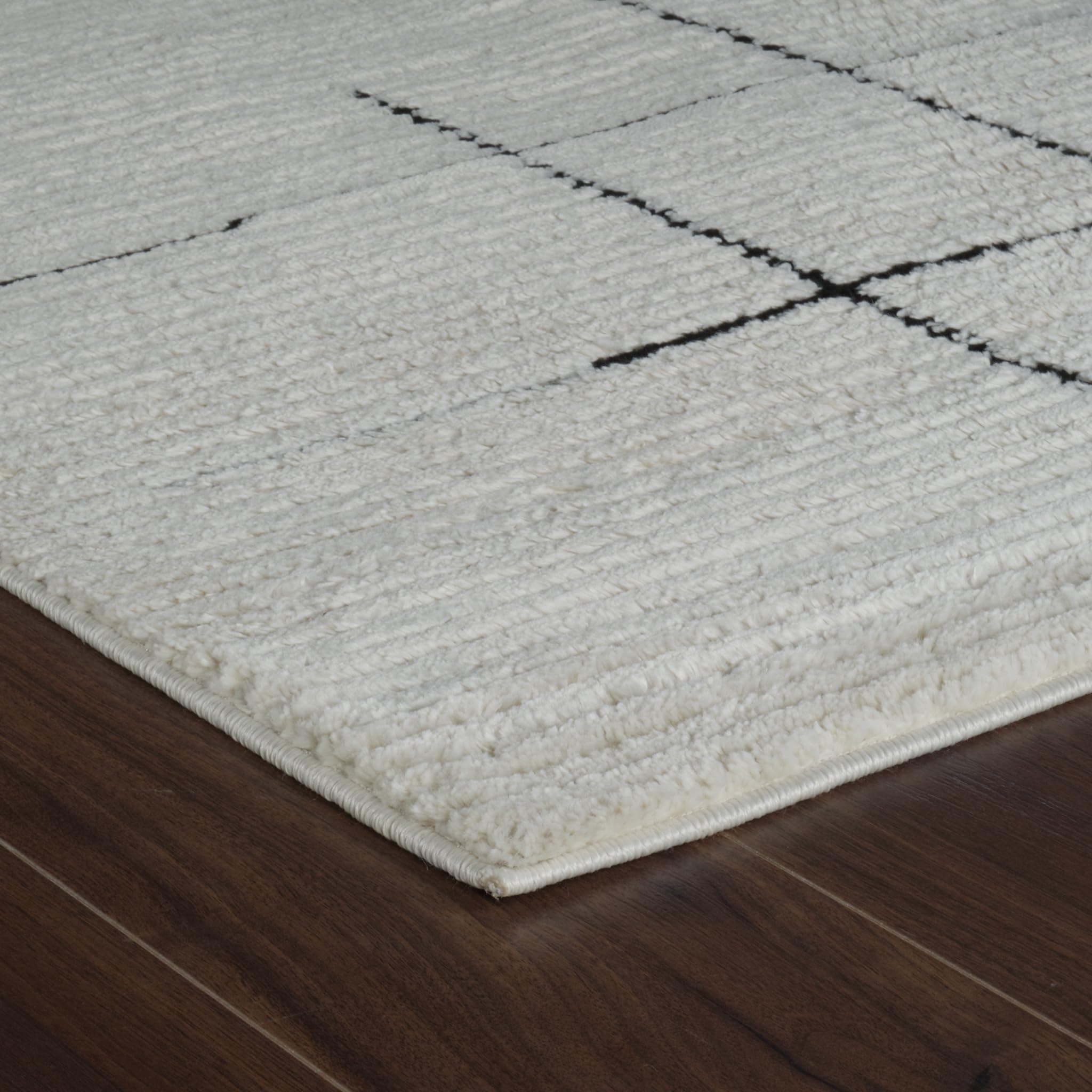 RUG BRANCH Domus 4'x6' (3'11" x 5'7") Area Rug Black Cream - Thumbnail 6