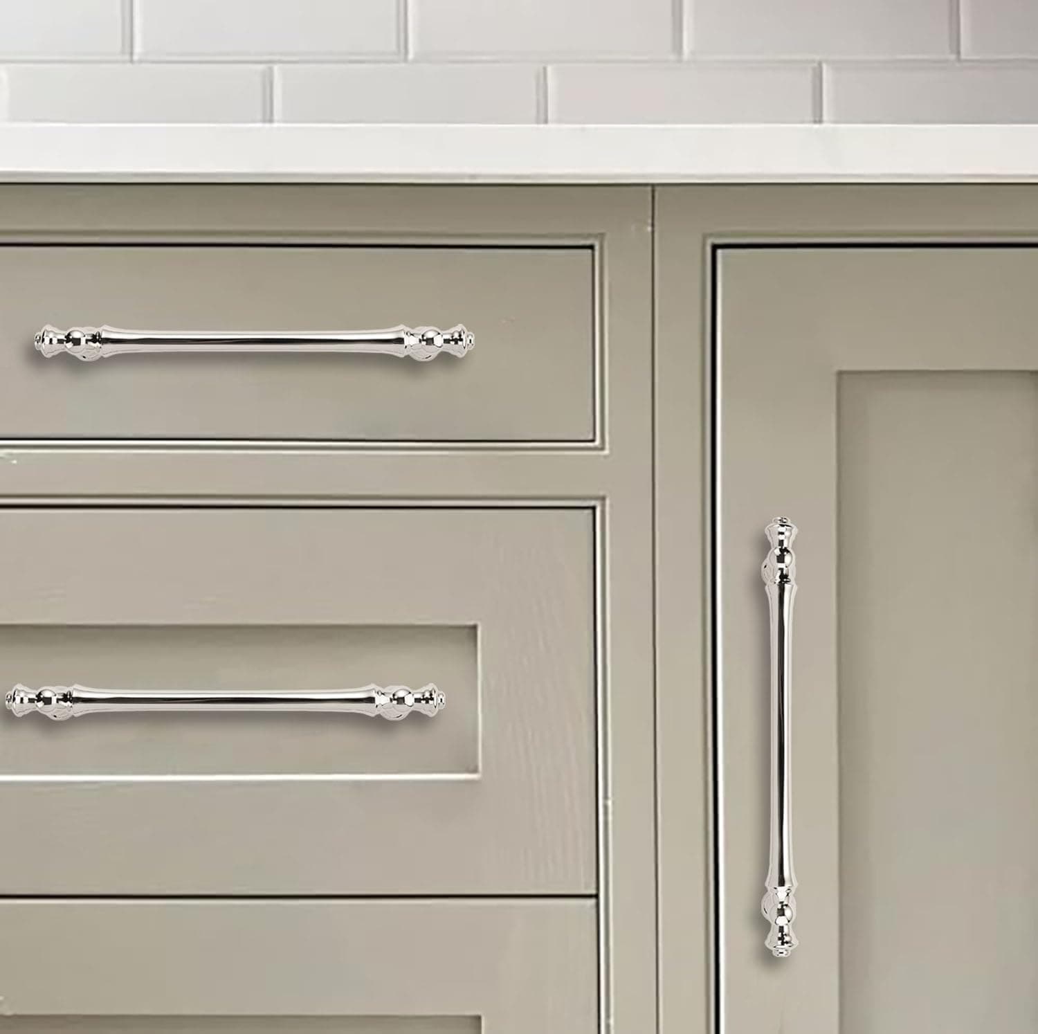 khtumeware 10 Pack 6-1/4 Inch (160mm) Polished Nickel Cabinet Drawer Pulls for - Thumbnail 3
