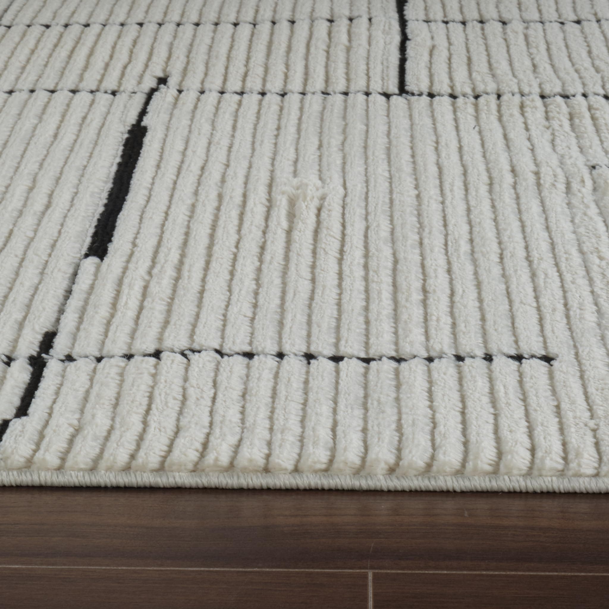 RUG BRANCH Domus 4'x6' (3'11" x 5'7") Area Rug Black Cream - Thumbnail 7
