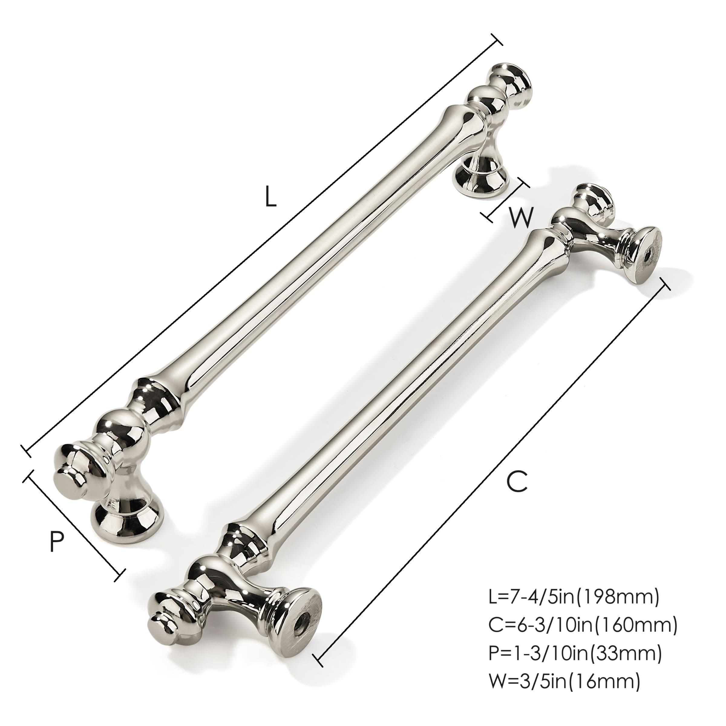 khtumeware 10 Pack 6-1/4 Inch (160mm) Polished Nickel Cabinet Drawer Pulls for - Thumbnail 2