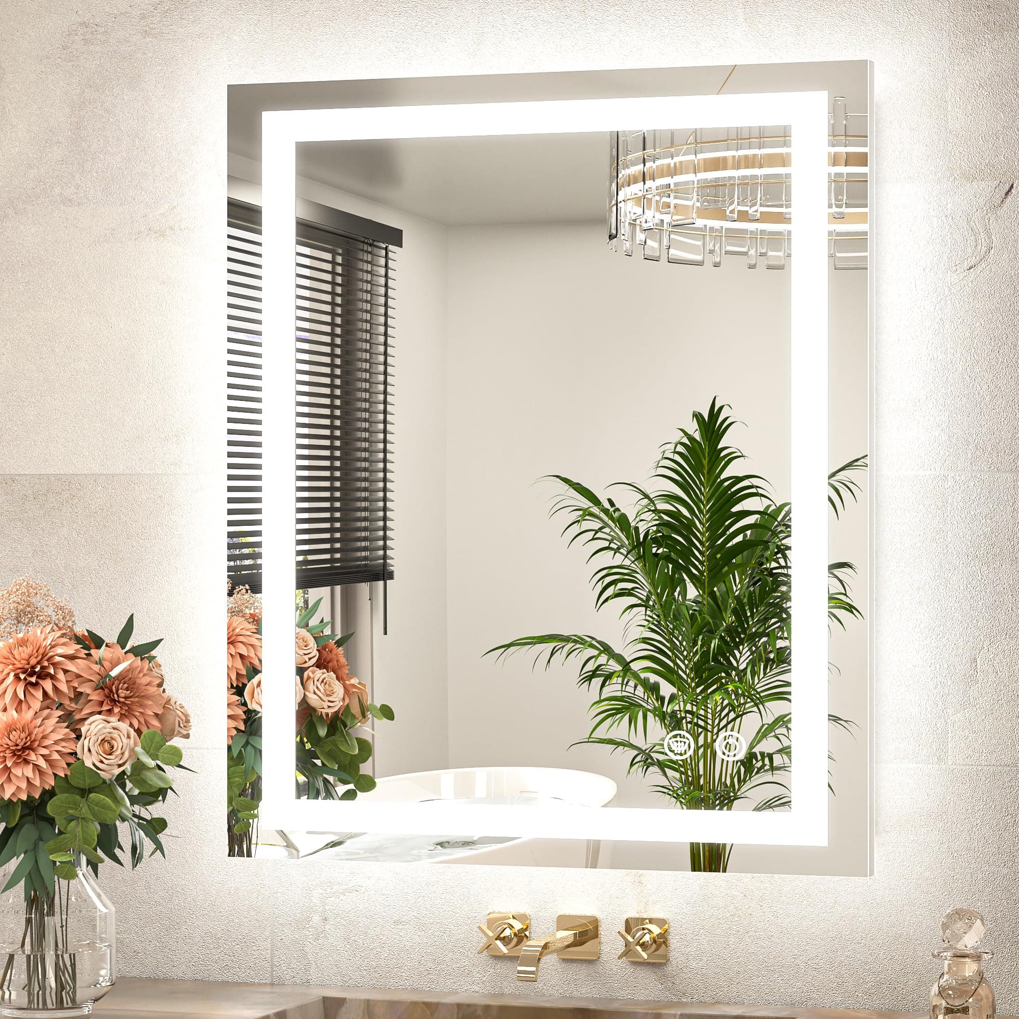 TETOTE LED Bathroom Mirror 24x30 Inch Lighted Vanity Mirror Frontlit Backlit