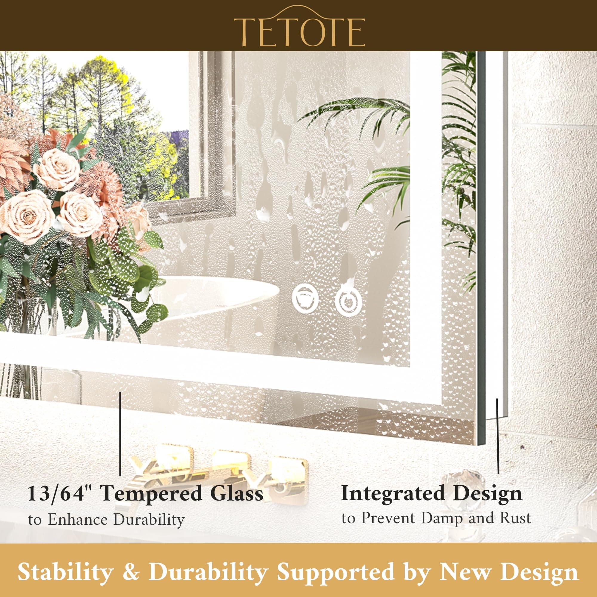 TETOTE LED Bathroom Mirror 24x30 Inch Lighted Vanity Mirror Frontlit Backlit - Thumbnail 4