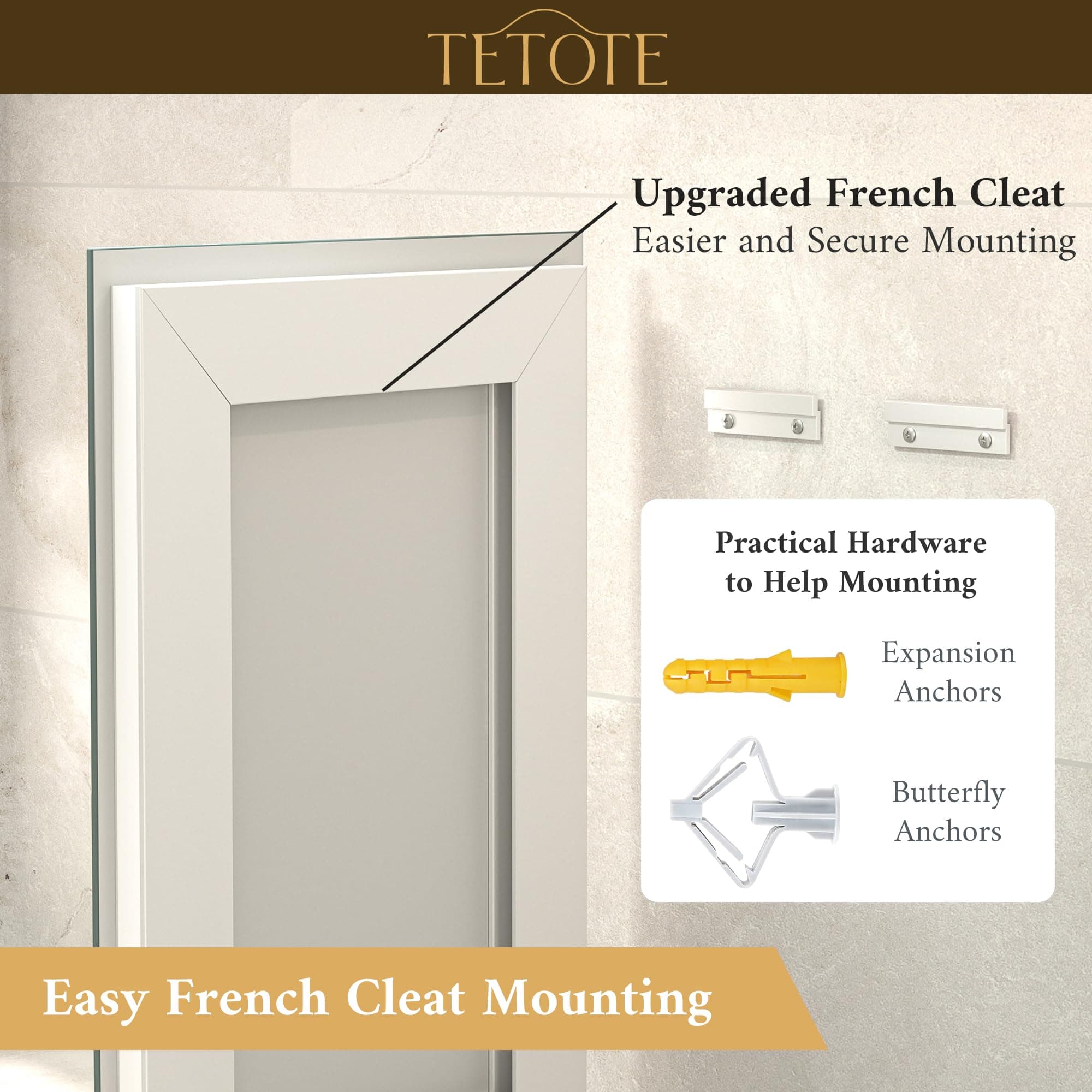 TETOTE LED Bathroom Mirror 24x30 Inch Lighted Vanity Mirror Frontlit Backlit - Thumbnail 6
