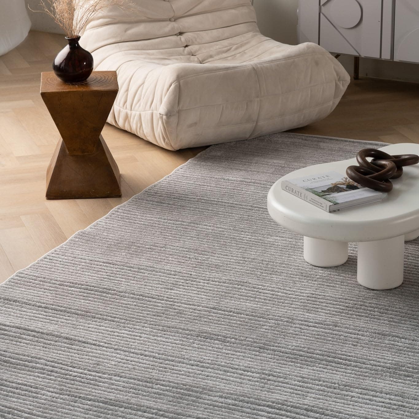 RUG BRANCH Alfombra 5'x7' (5'3" x 7'1") Area Rug Cream Beige AS1412GY57 - Thumbnail 4
