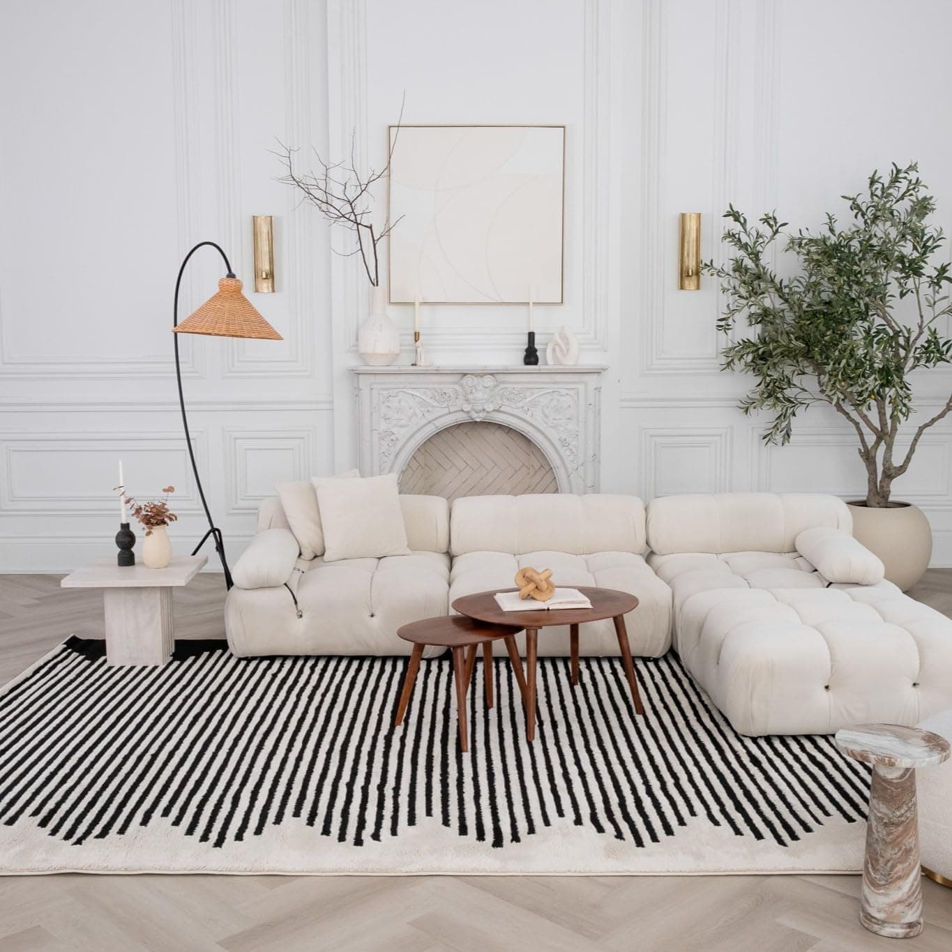 RUG BRANCH Domus 8'x11' (7'10" x 10'10") Abstract Indoor Area Rug - Cream Black - Thumbnail 3