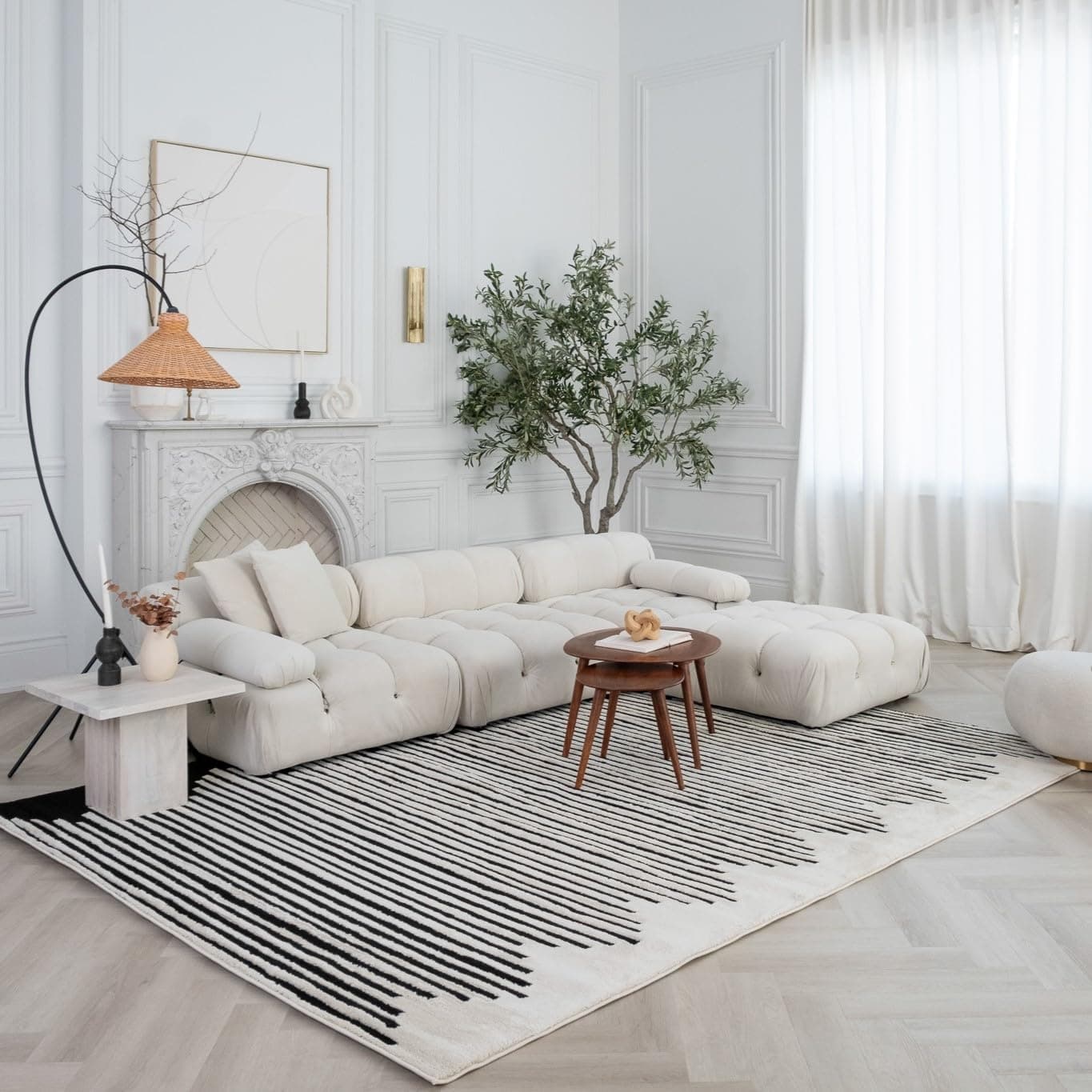 RUG BRANCH Domus 8'x11' (7'10" x 10'10") Abstract Indoor Area Rug - Cream Black